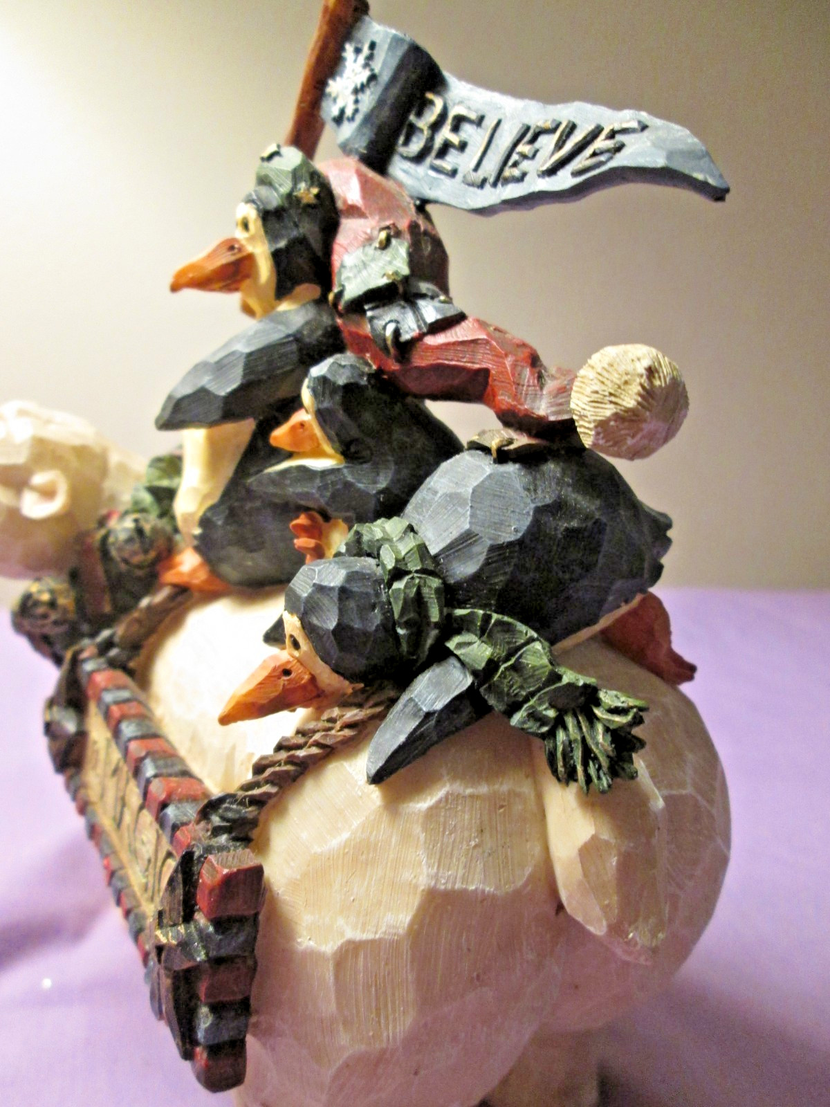 Boyds Bears “Believe In Magic” Magical Penguins Riding A Polar Bear Figurine