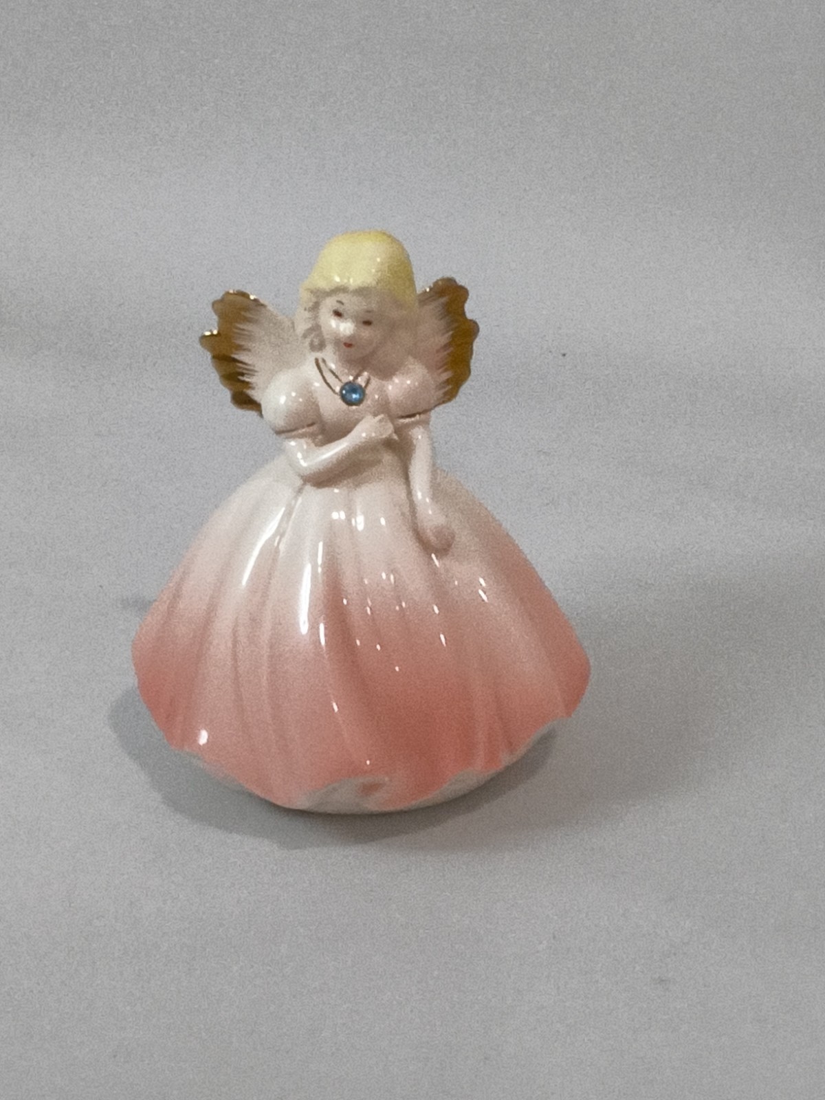 Josef Originals March Birthstone Necklace Angel Aquamarine figurine