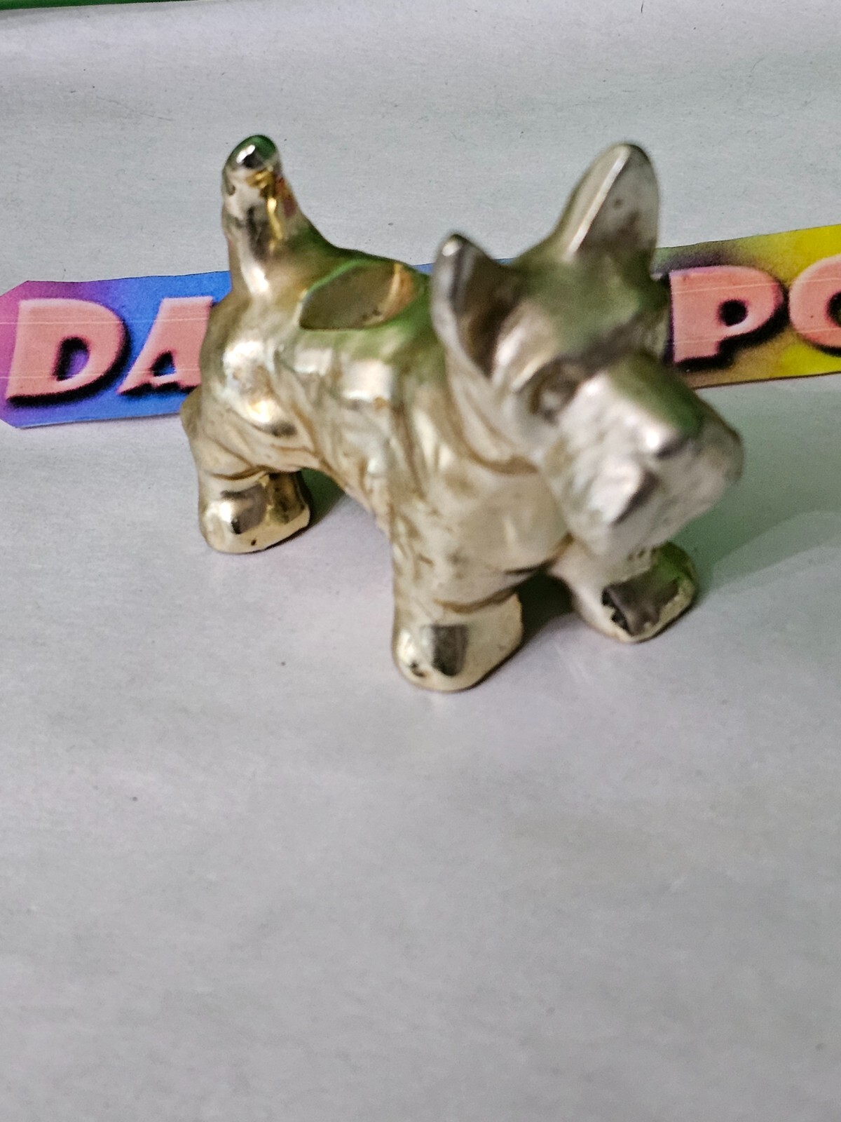 Vintage Scottie Dog Metallic Gold Color Metal Miniature Figurine