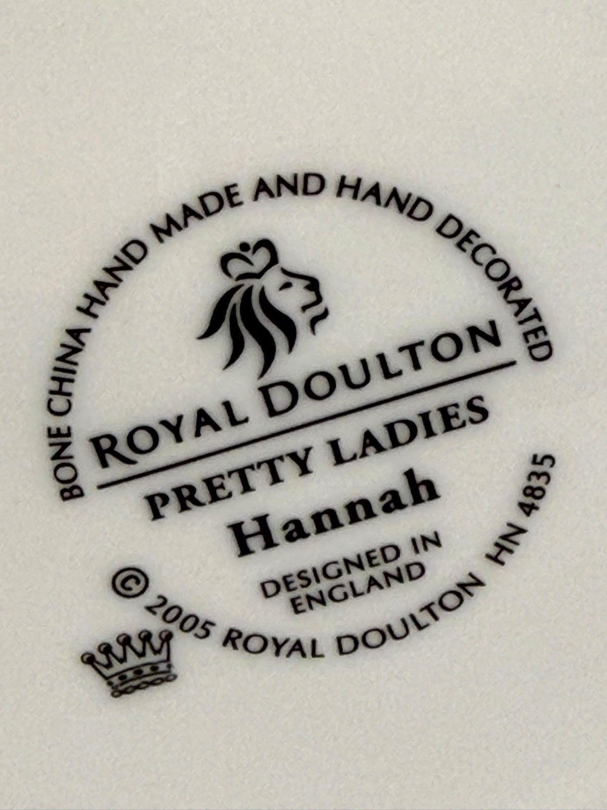 Vtg 2005 Royal Doulton Pretty Ladies HANNAH Figurine Bone China 6 3/4″ Tall