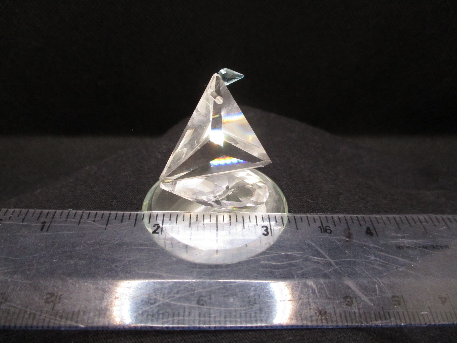 Austrian Crystal Sailboat on crystal stand. Unknown manufacturer.