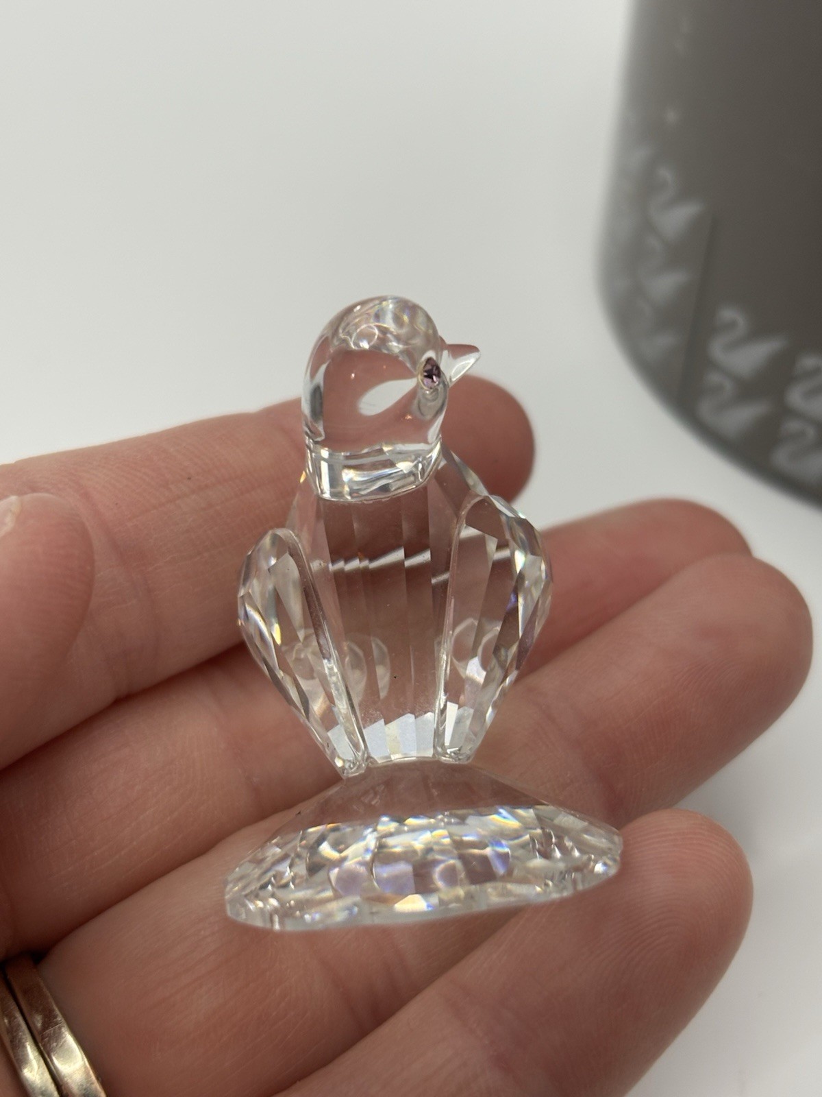 Swarovski Crystal Dove Pigeon Bird 7605 Pink Eyes Retired Austria