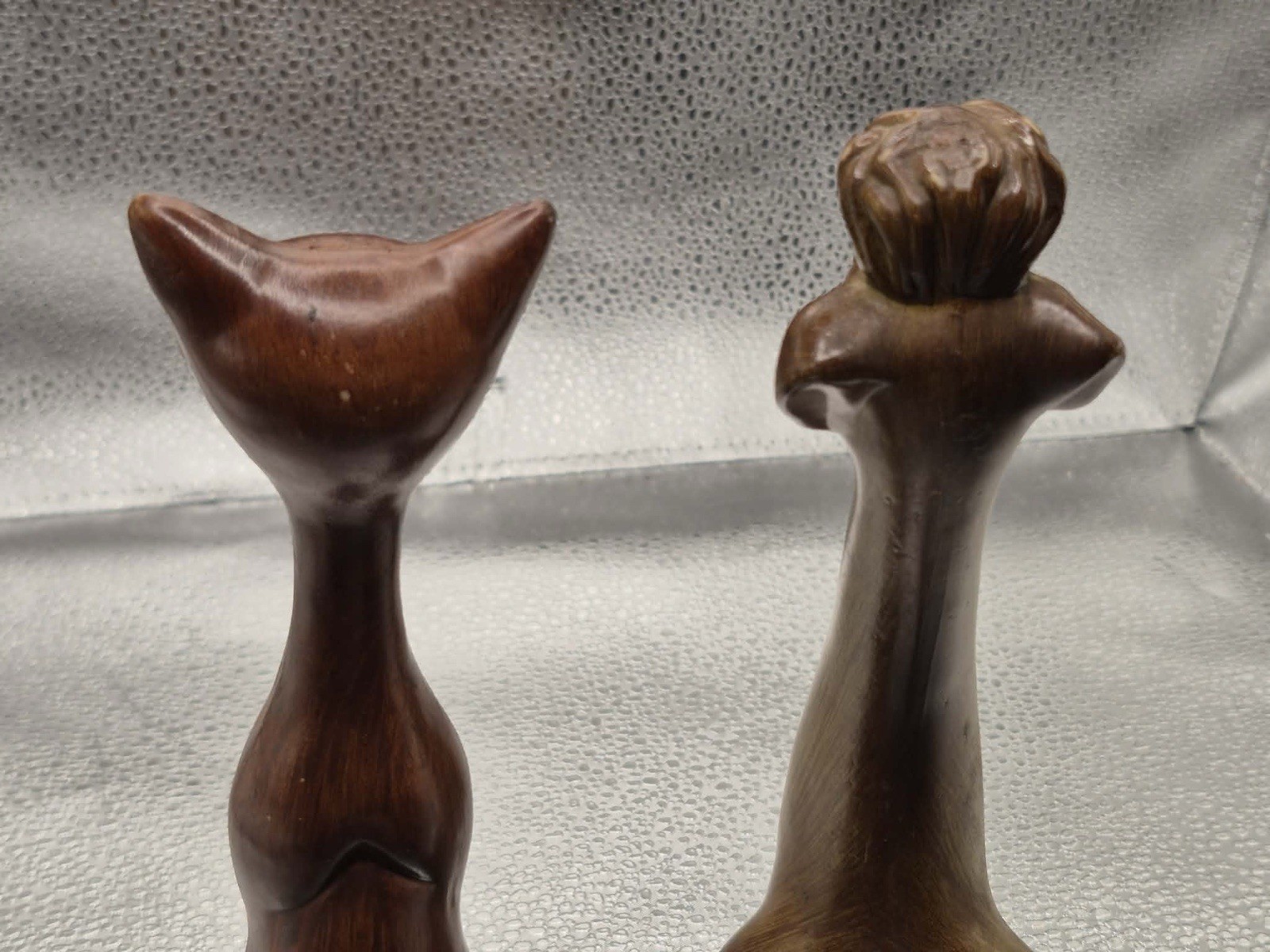 Cute & Kitschy MCM Long Neck Celluloid Cat & Poodle Dog Retro Midcentury Statues