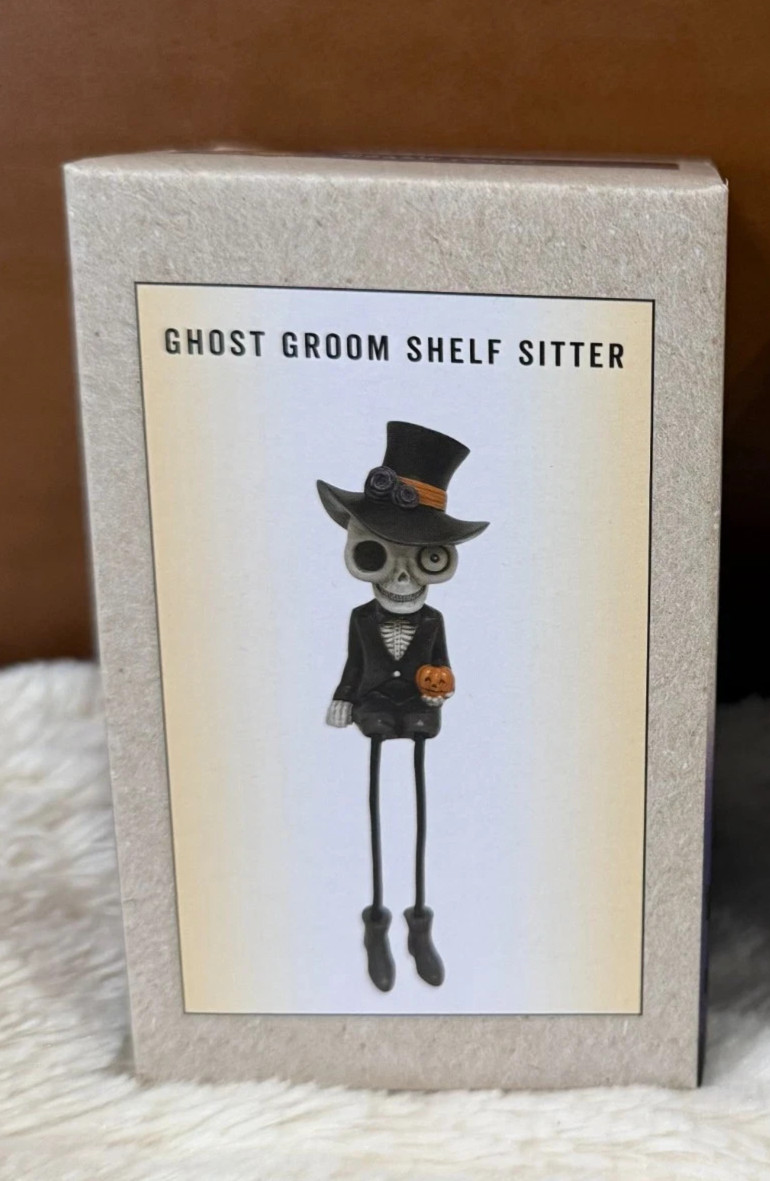 Cracker Barrel Skeleton Ghost Groom Dangler Shelf Sitter Halloween Figure New