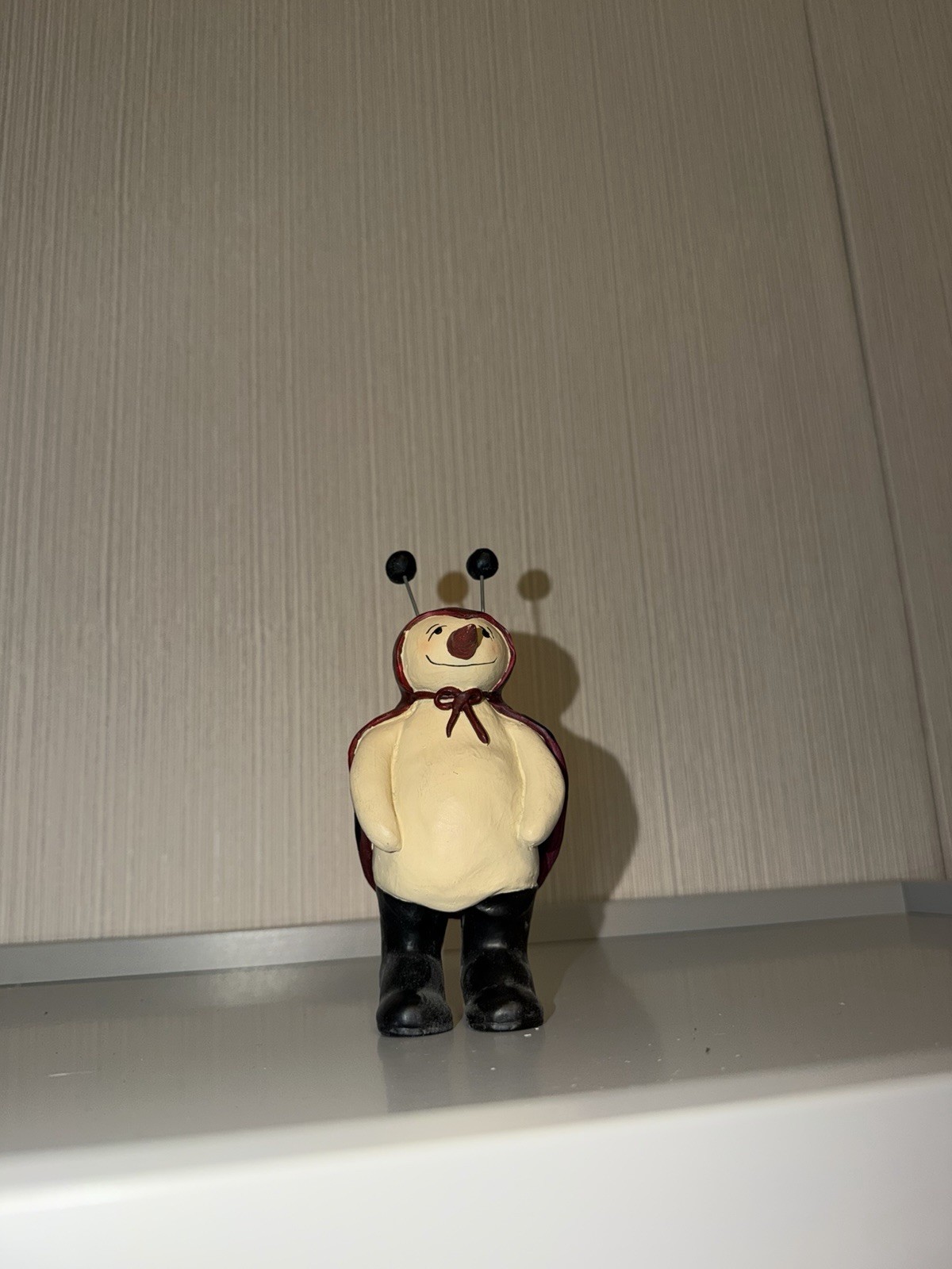 Ladybug Figurine Small 5 in Red Beige Black Polka Dot Kids Animal Decor