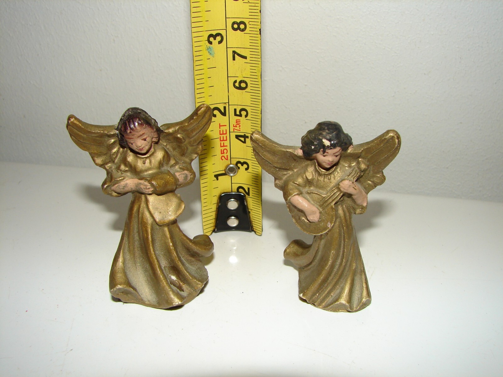 4 Pc Set Vintage Gold Angel Music Figurines Marked Italy 2″