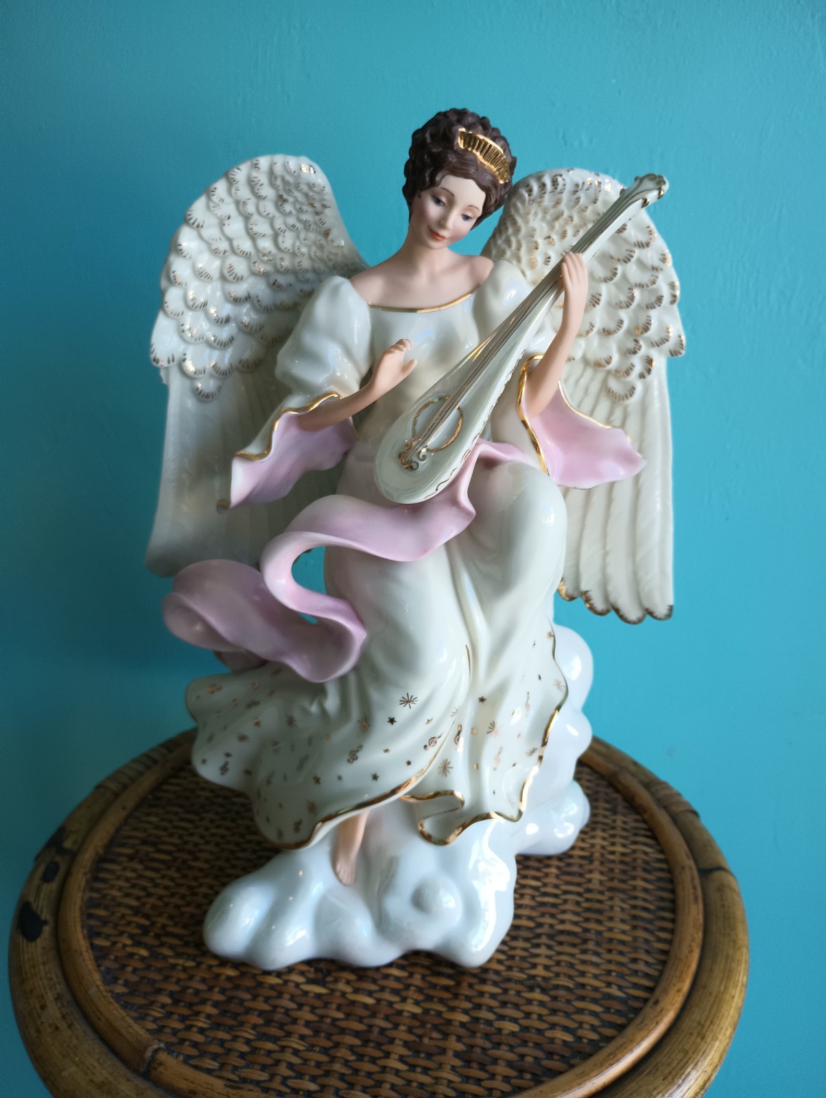 LENOX HEAVEN’S MILLENNIUM MELODY ANGEL Mandolin Sculpture No Box