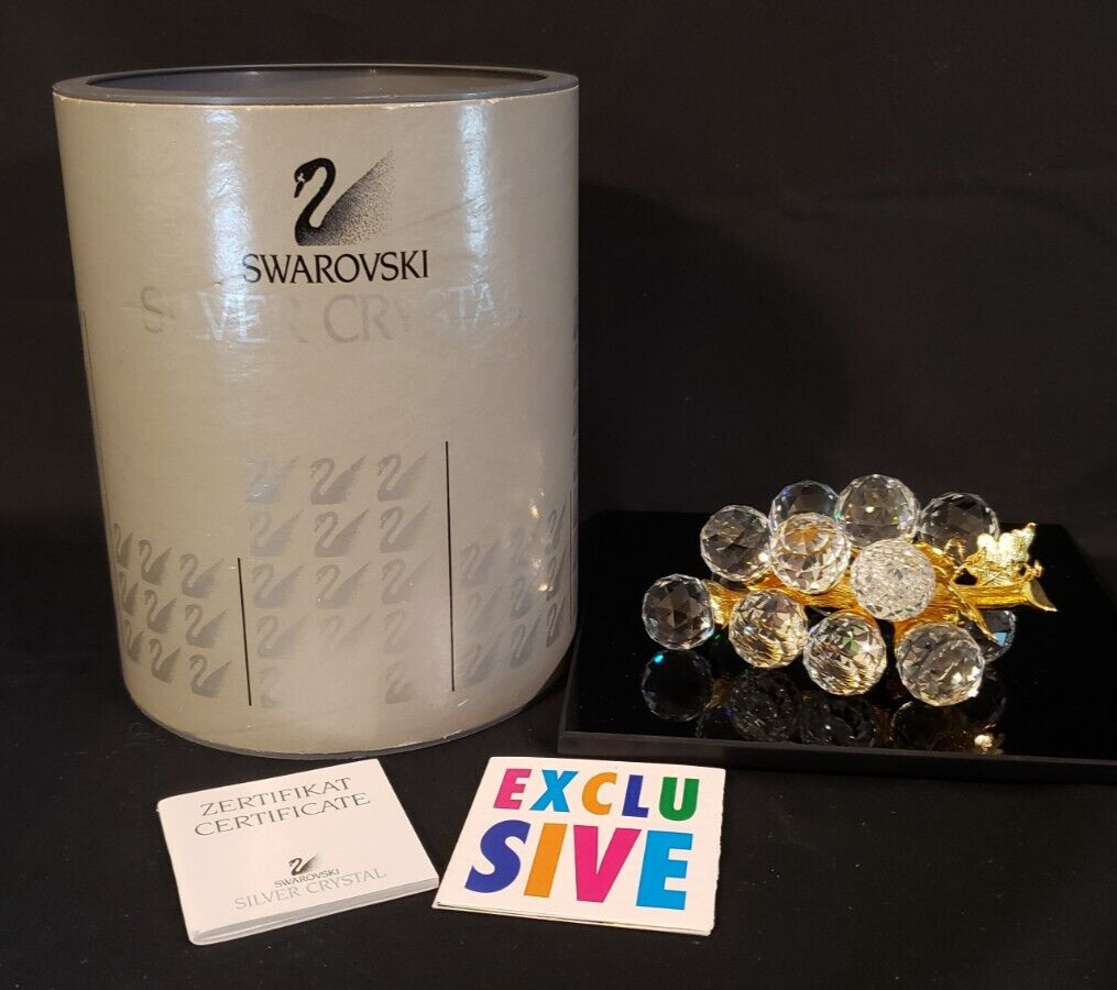 Swarovski Crystal Sparkling Fruit 15 Grapes w/ Gold Leaves & Stem 7550 NR 20015
