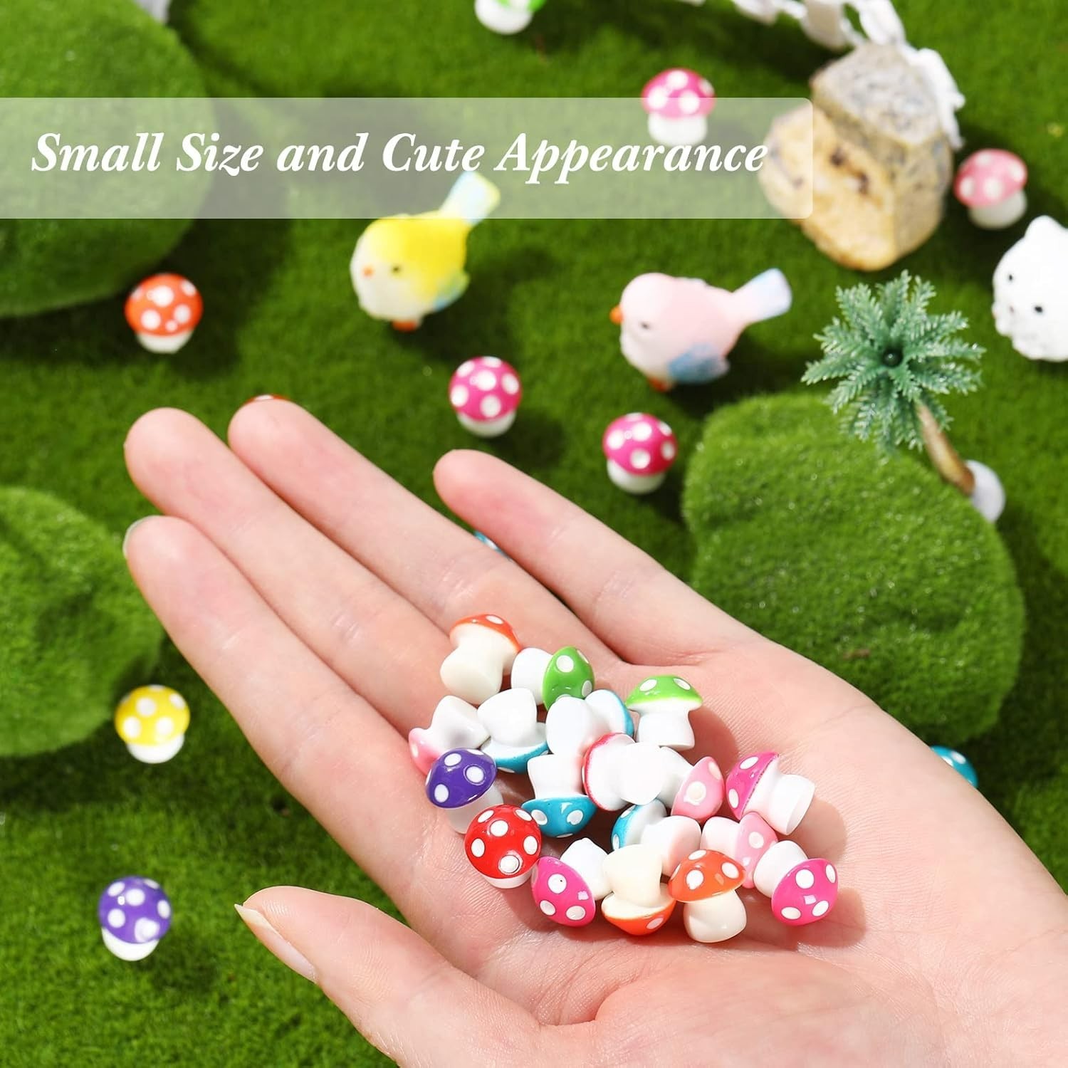 Vibrant 160 Mini Mushroom Statues – Lightweight Garden Ornaments for All Ages