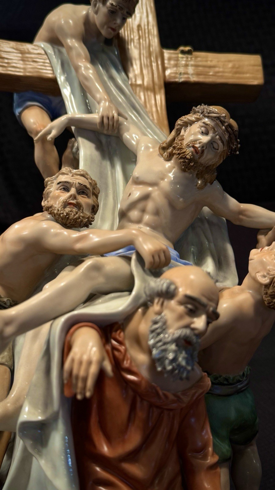 Large Sitzendorf Porcelain “Descent from the Cross” 21”, M. Siegel, Biblical