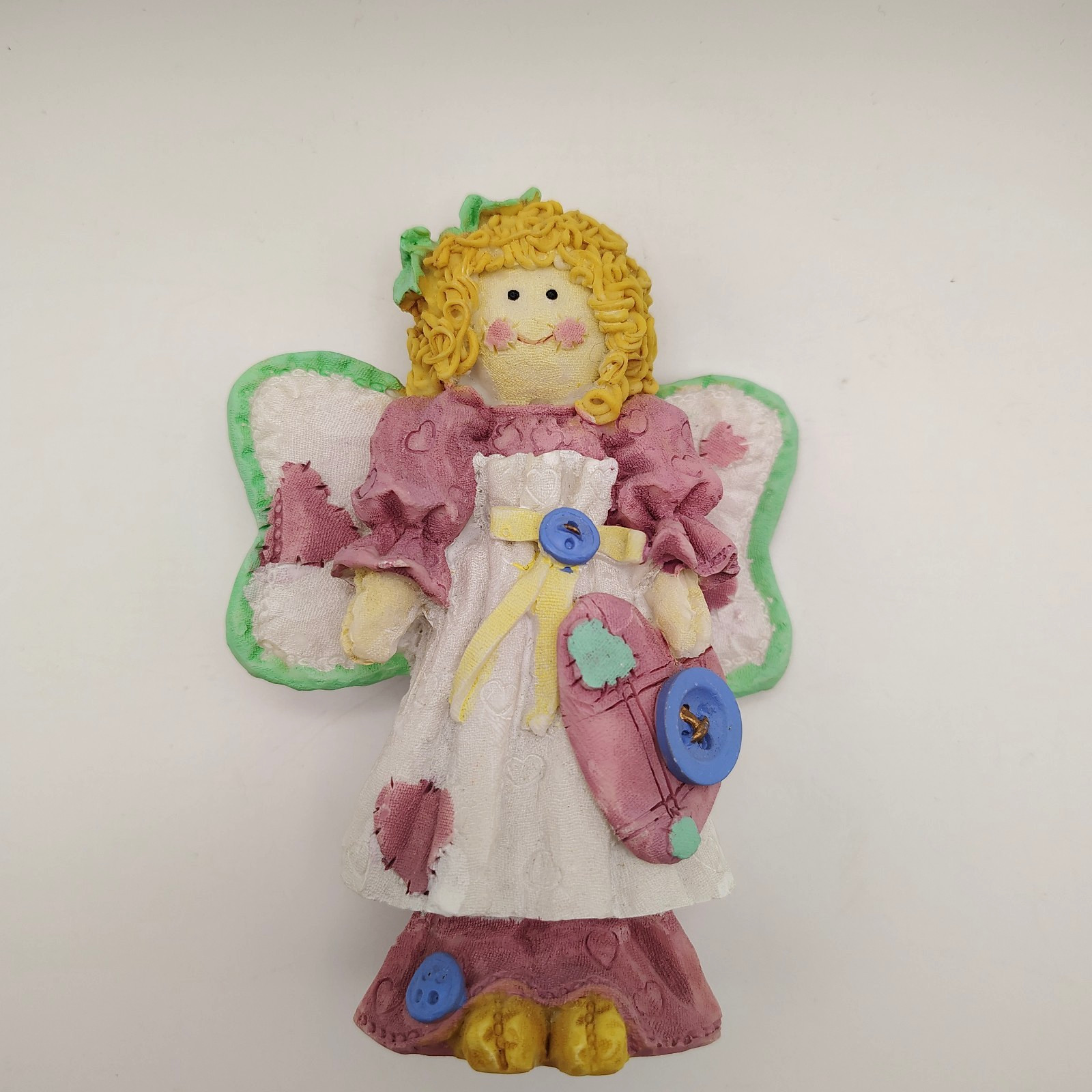 Patchwork Angel Figurine Resin Raggedy Ann Like Rag Doll Look Vintage