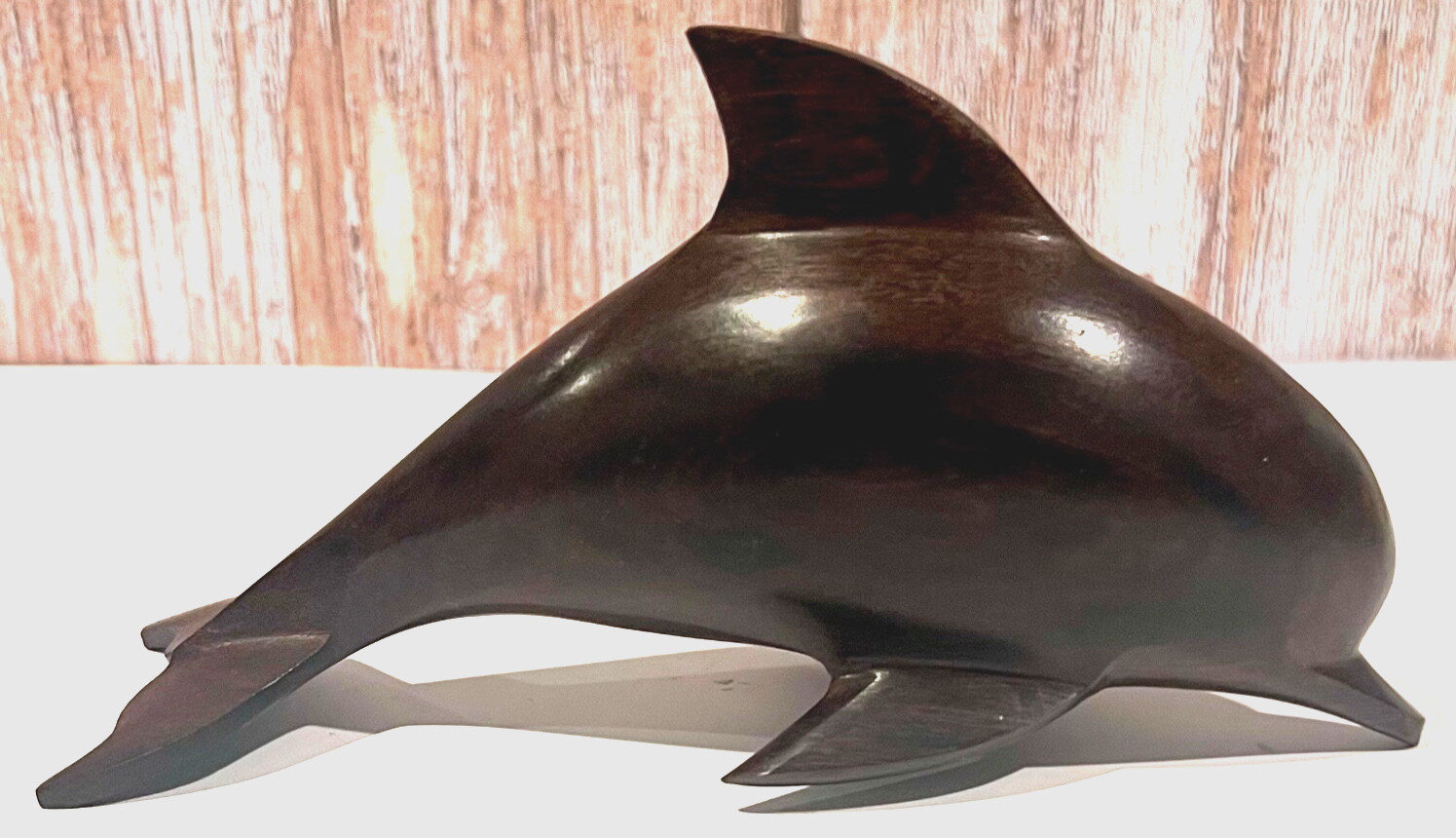 Dark Ironwood Wooden Smooth Carved Dolphin Size 6.25″ x 3″ Figurine Decor