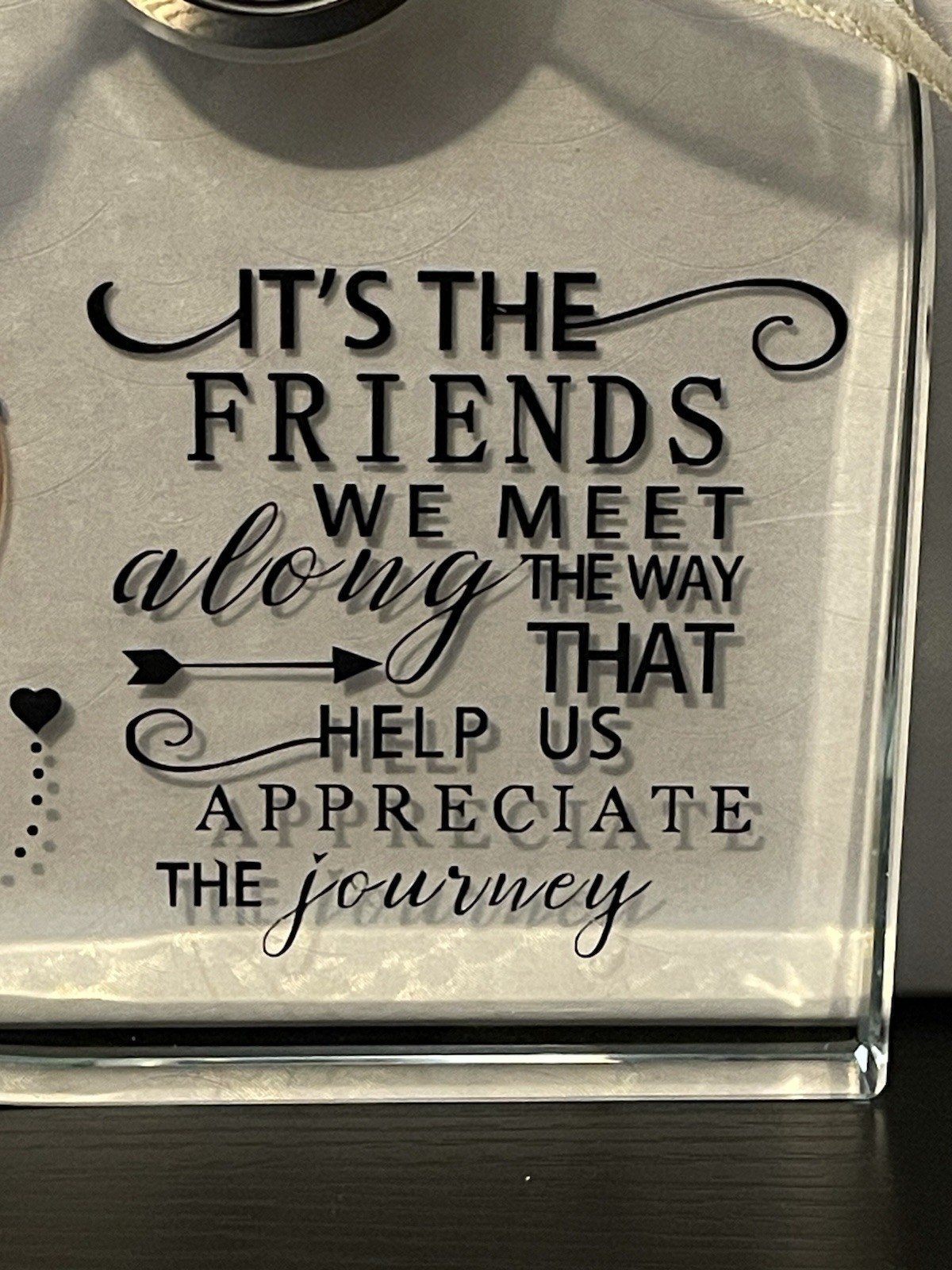 Crystal Glass Friendship Heart Floral With Clock Birthday Best Friends Sisters
