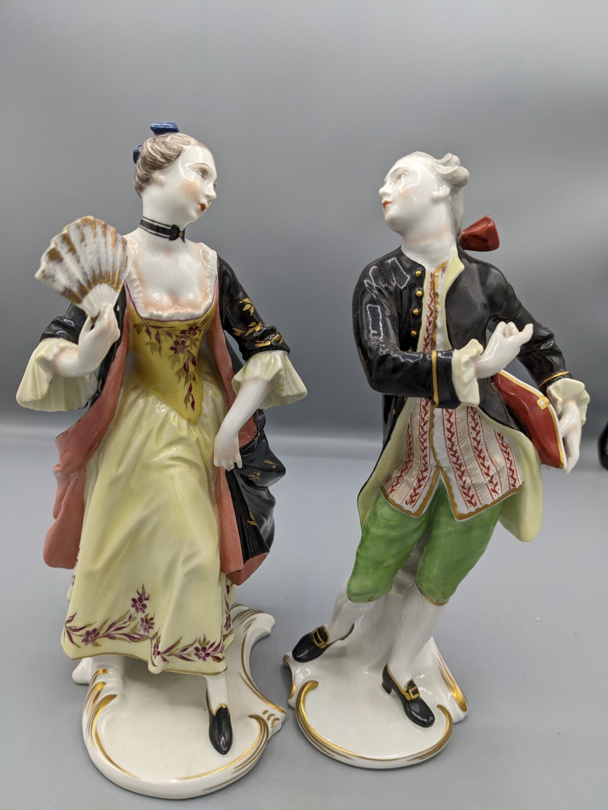 1944s Antique German Rosenthal Porcelain Figurines Marquis & Marquise 8.5″ Rare
