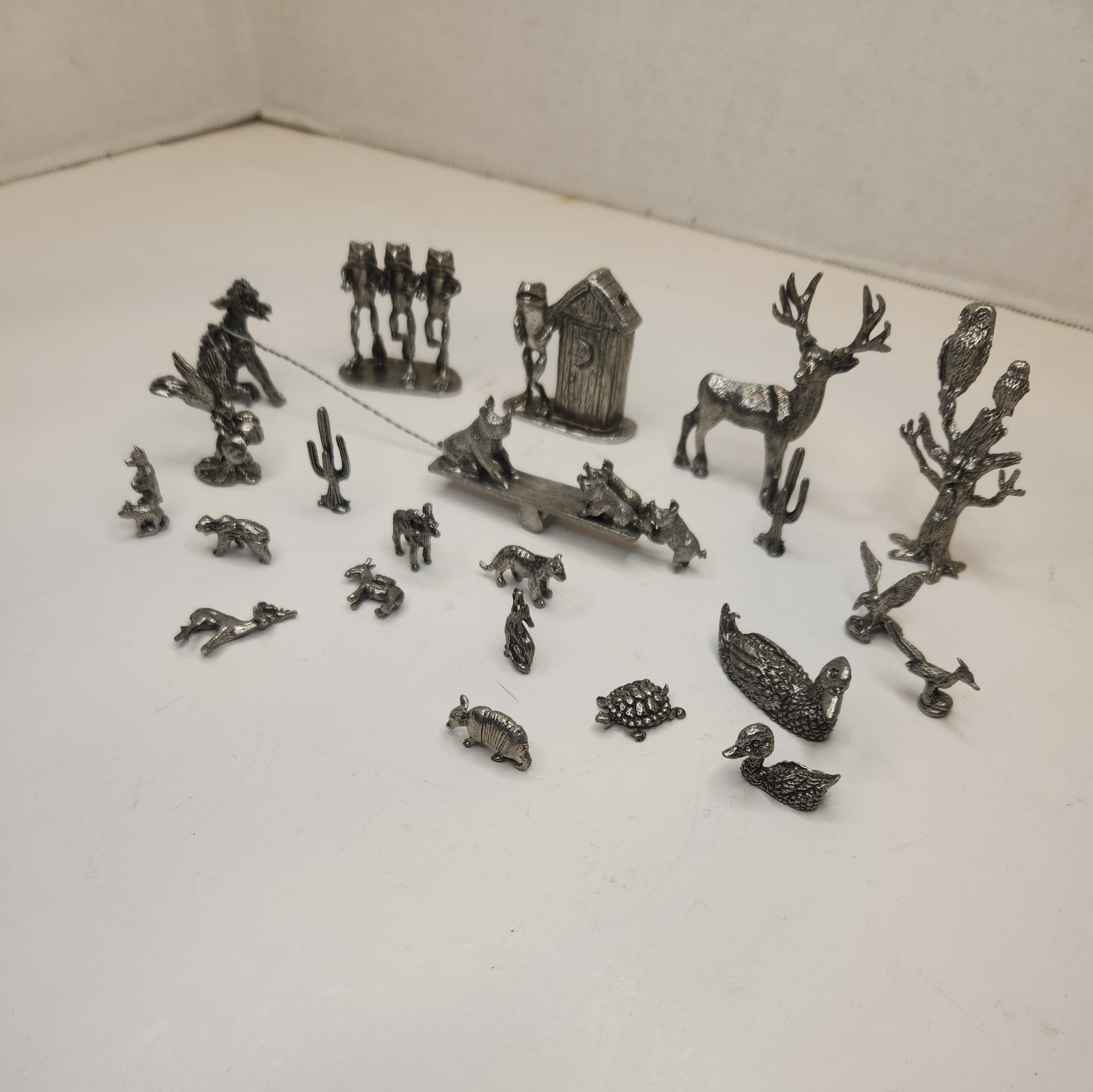 Lot of 22 Unique Miniature Metal Animal Theme Figures Statues. Pewter 1996