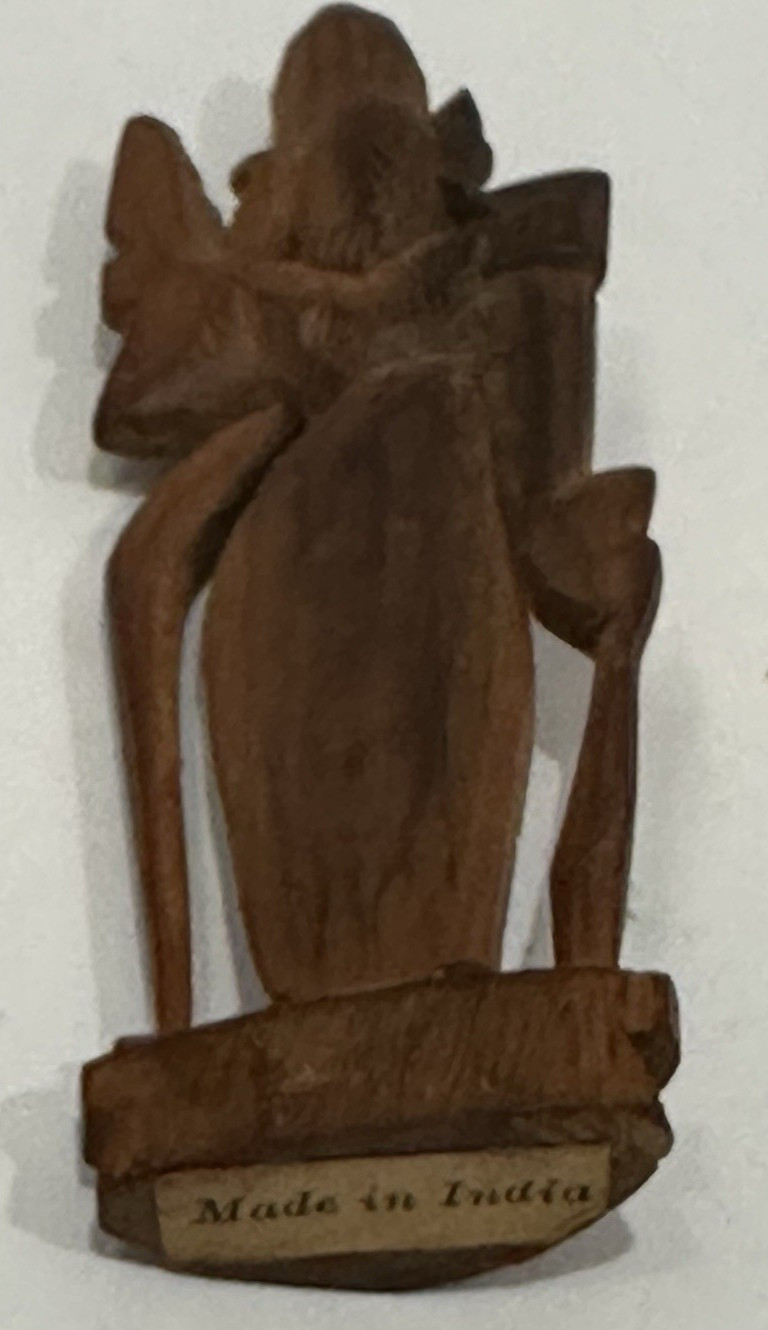 Vintage Wooden Carved Goddess Figurine Made in India Approx. 3 3/4 x 1 1/4