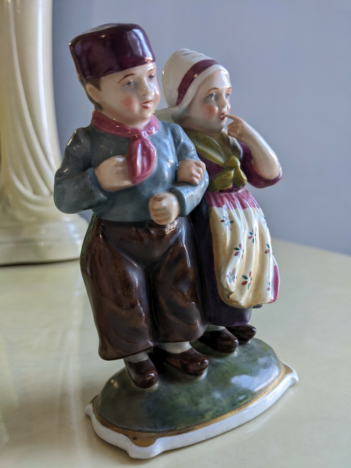 19th C Antique Italy Authentic Ginori Porcelain Figurine Promenade Marked