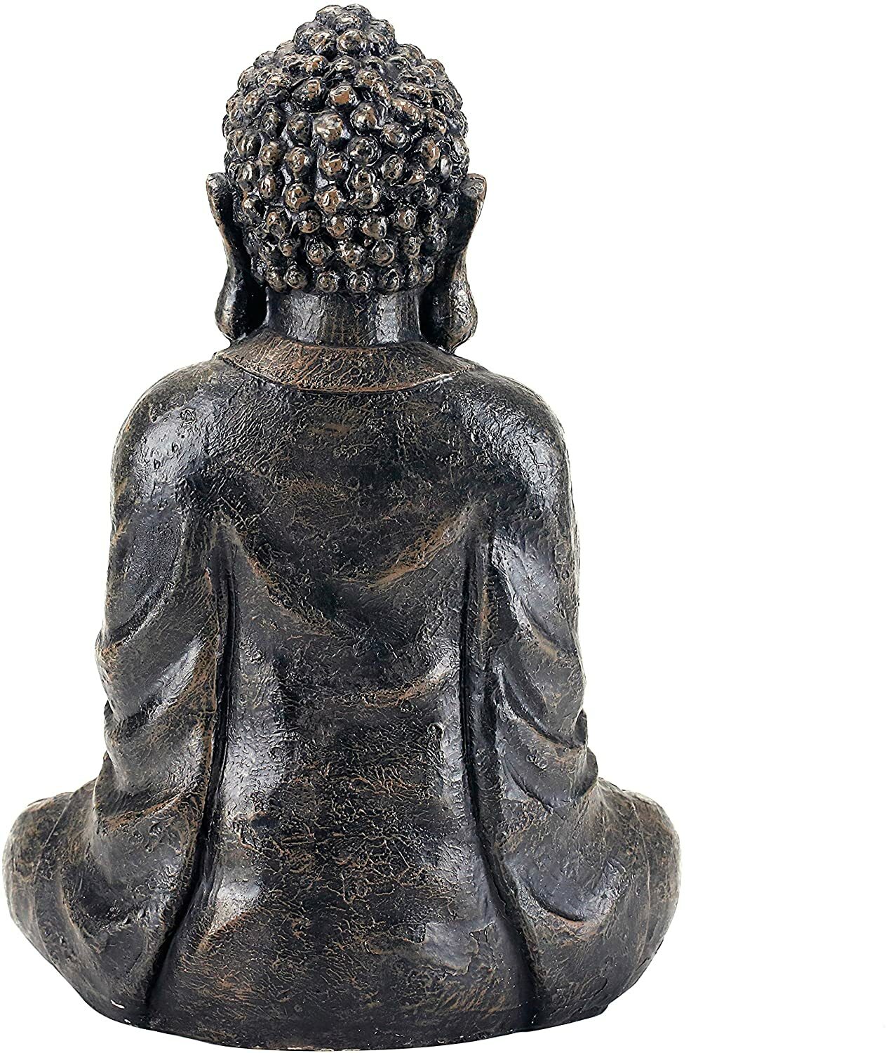 MyGift 12 inch Meditating Seated Buddha Statue Figurine with Rustic Gray Finish
