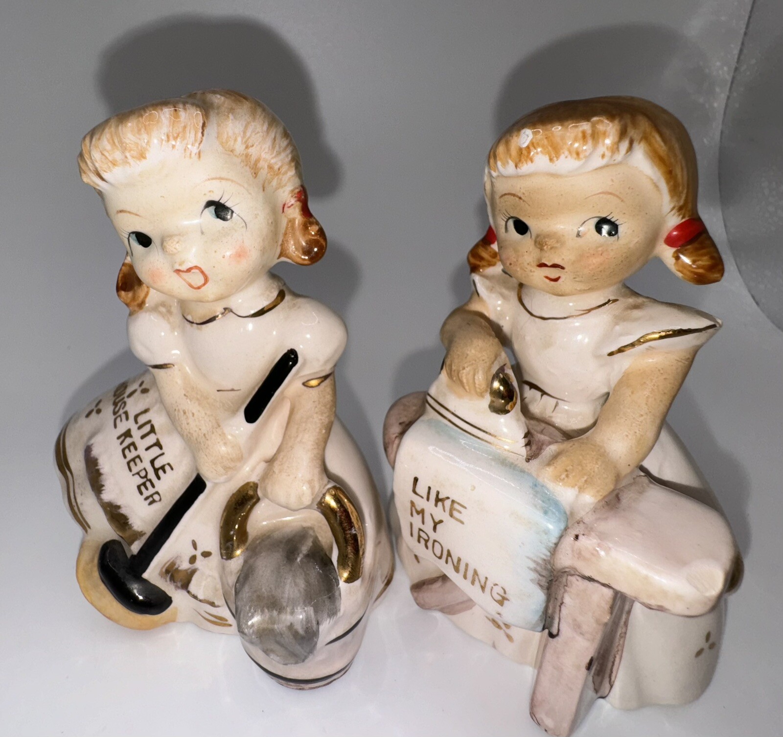 RARE SET Metasco Like My Ironing Cute Girl Figurine SET