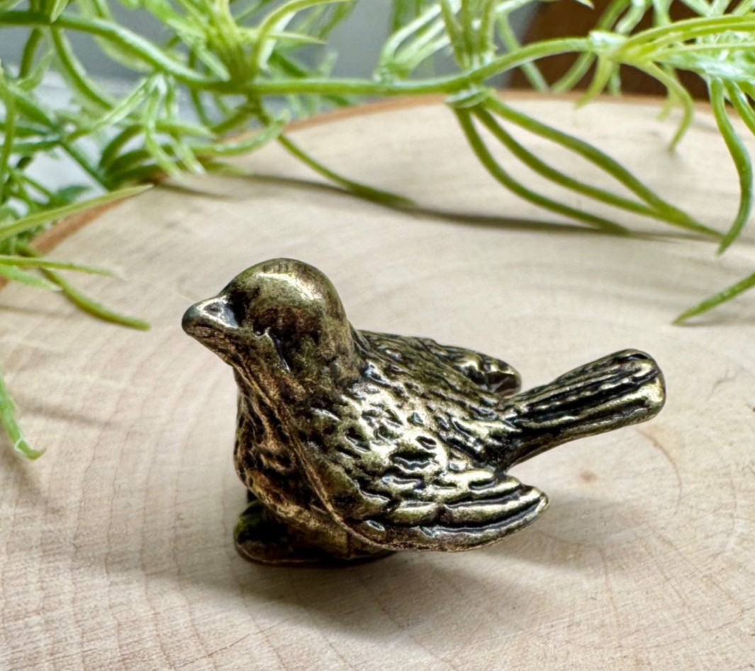 New MINI Miniature Gold Tone Textured Metal Bird Decor Figurine – 1”