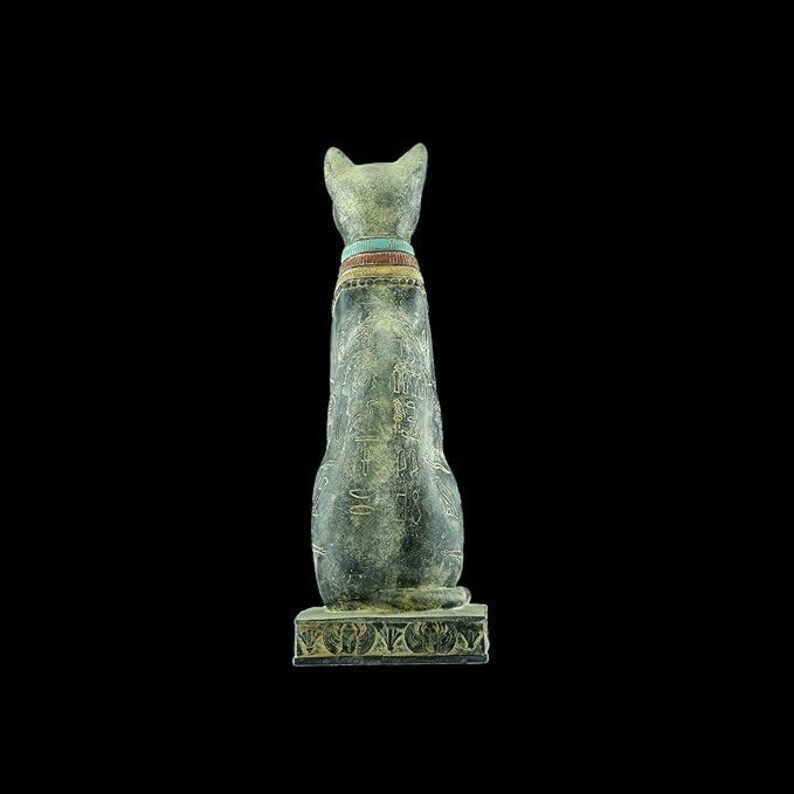 Large Egyptian Goddess Bastet Cat Statue, , Hieroglyphics, Museum Replica (30cm)