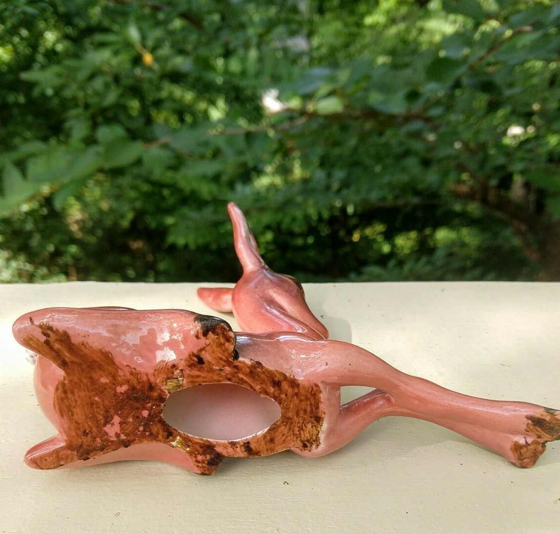 VINTAGE 1950s LAYING DOWN SITTING DEER CERAMIC FIGURINE 5.75″ LONG 4″ TALL