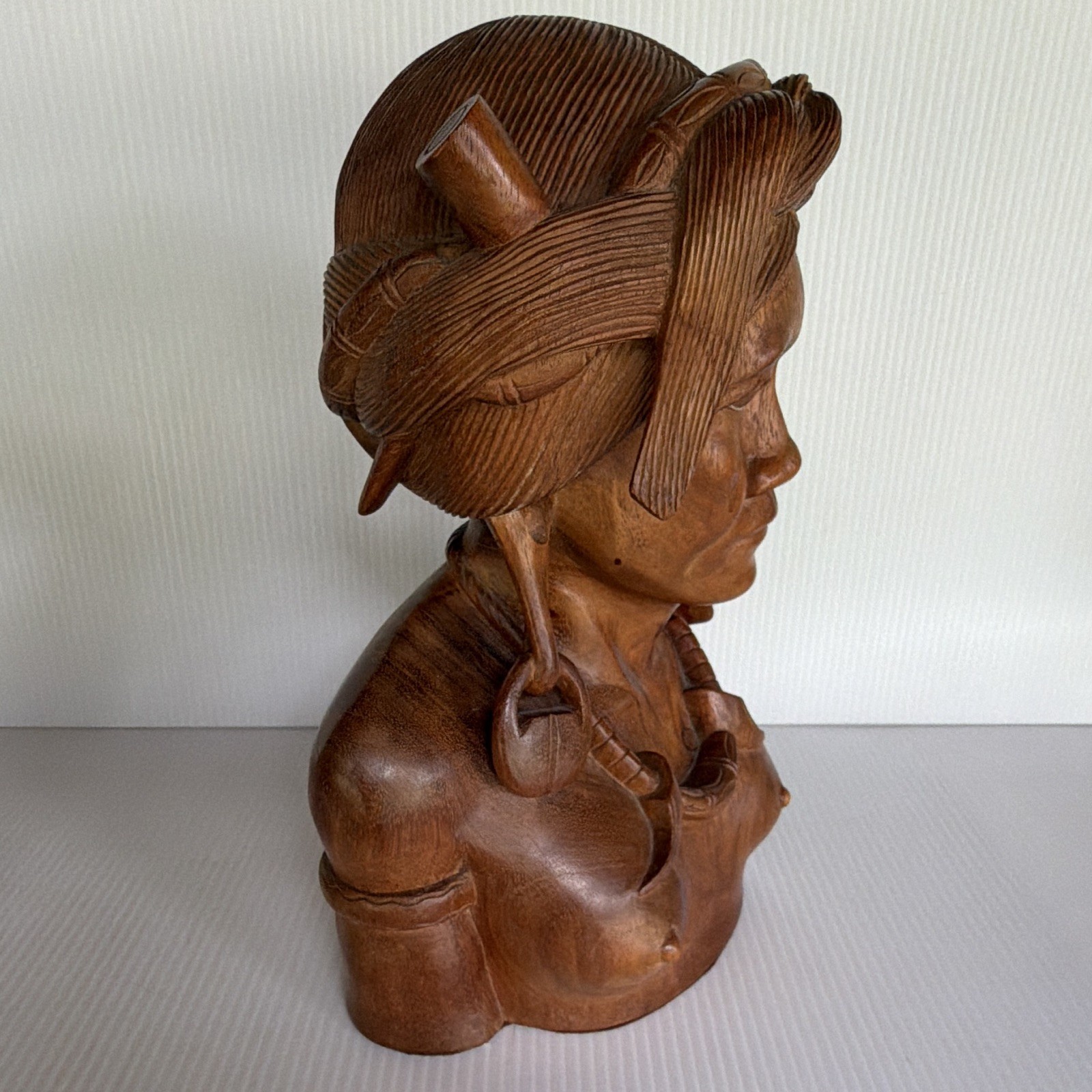 Hand Carved Wooden Igorot Philippines Carved Bust Wonderful Craftsmanship 1930’