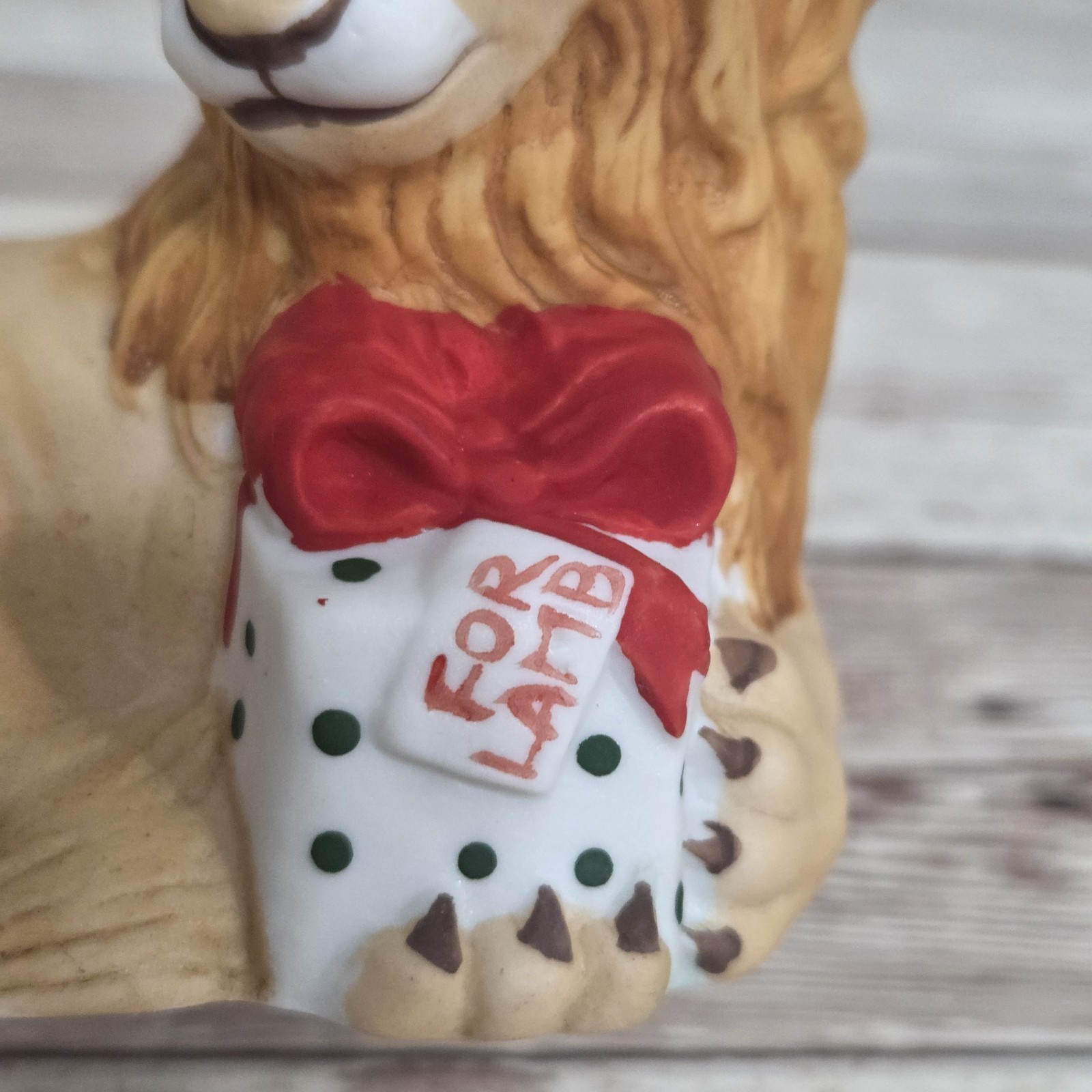 Vintage Lion And Lamb Figurine Holding Present Twilight Core