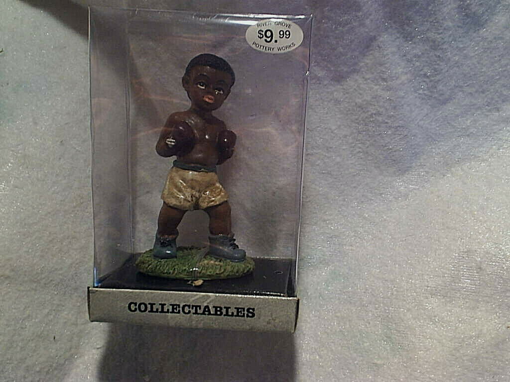 BLACK BOXER FIGURINE STATUE,River Grove Pottery Works,Boxing,african american
