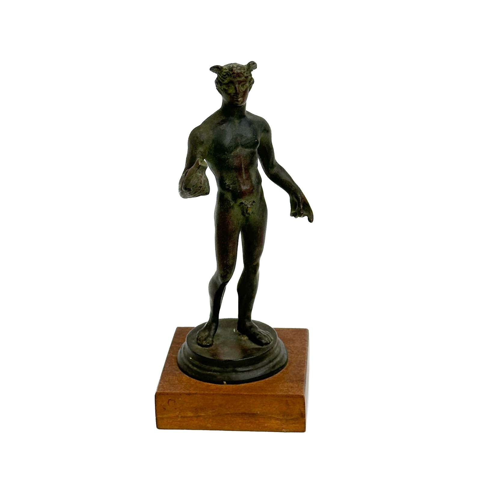 Alva Studios Bronze Mercury Hermes Figurine on Wood Base Mid Century
