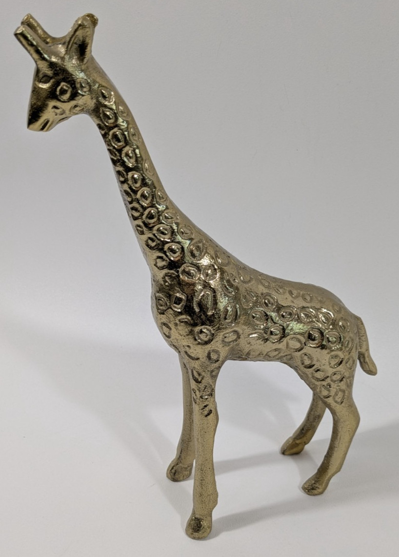 Gold Colored Metal Giraffe Sculpture 12″ Decorative Animal