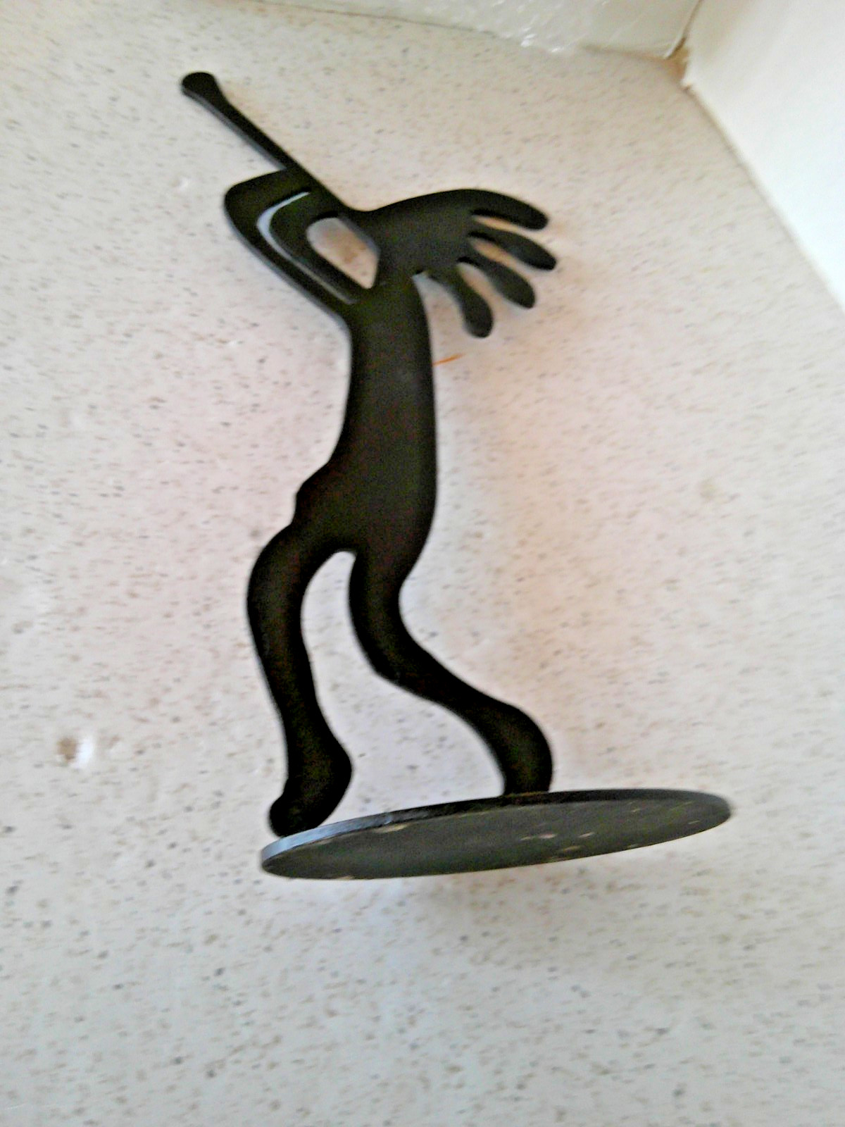 NATIVE AMERICAN KOKOPELLI, METAL FIGURINE, 12″ HIGH X 5″ X 2 1/2″ BASE, VG