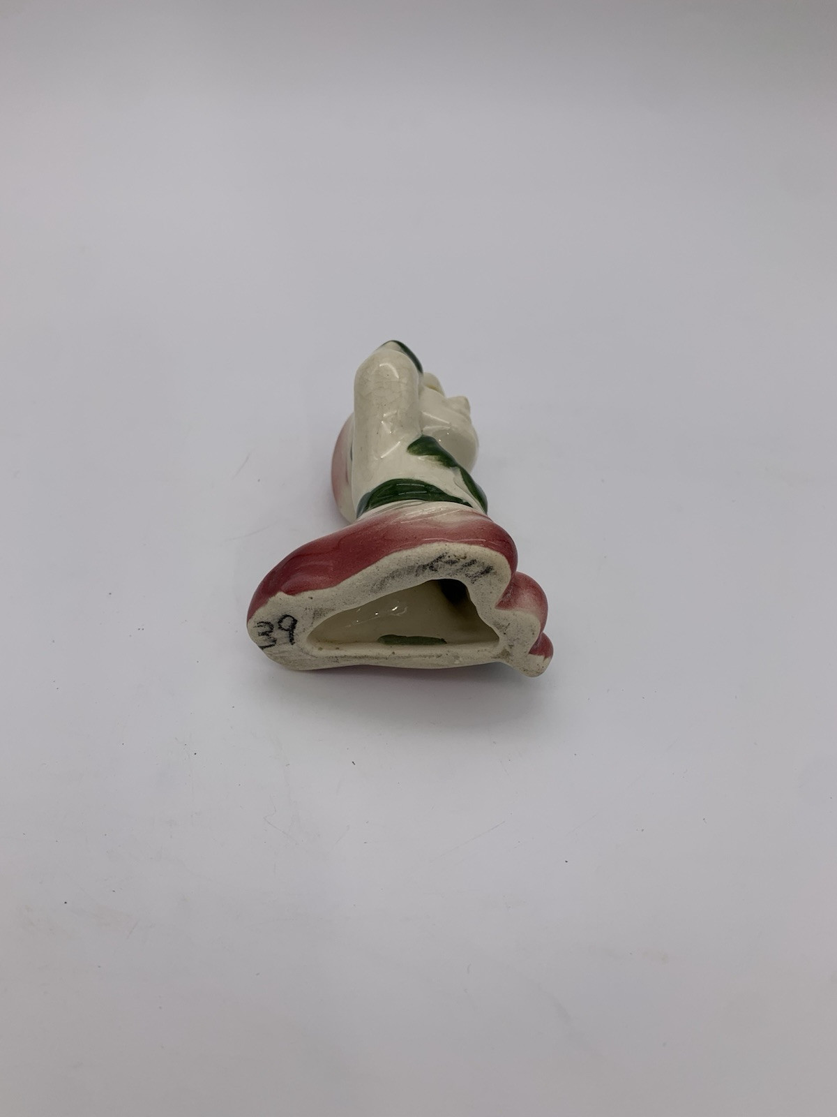 Mid Century Small Ceramic Shelf Table Sitting Pixie Elf Figurine HandPainted 4”
