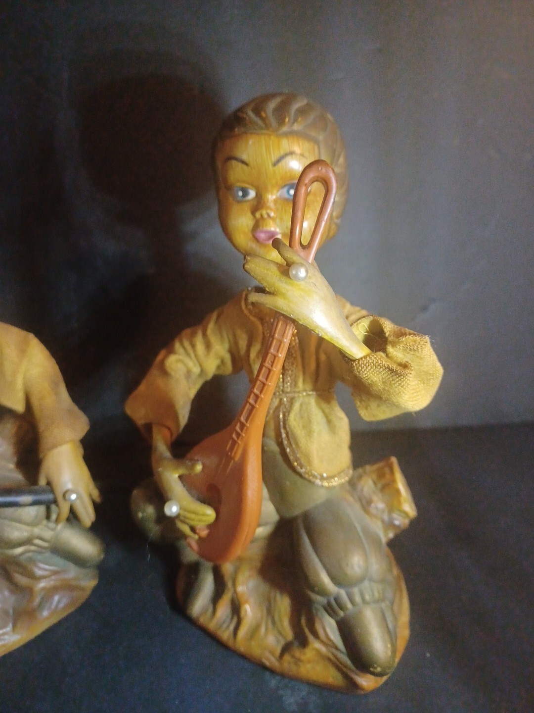 Vintage Tilso Pixie Elf 1960’s Figures Hong Kong Set Of 2 Estate Resin Musicians