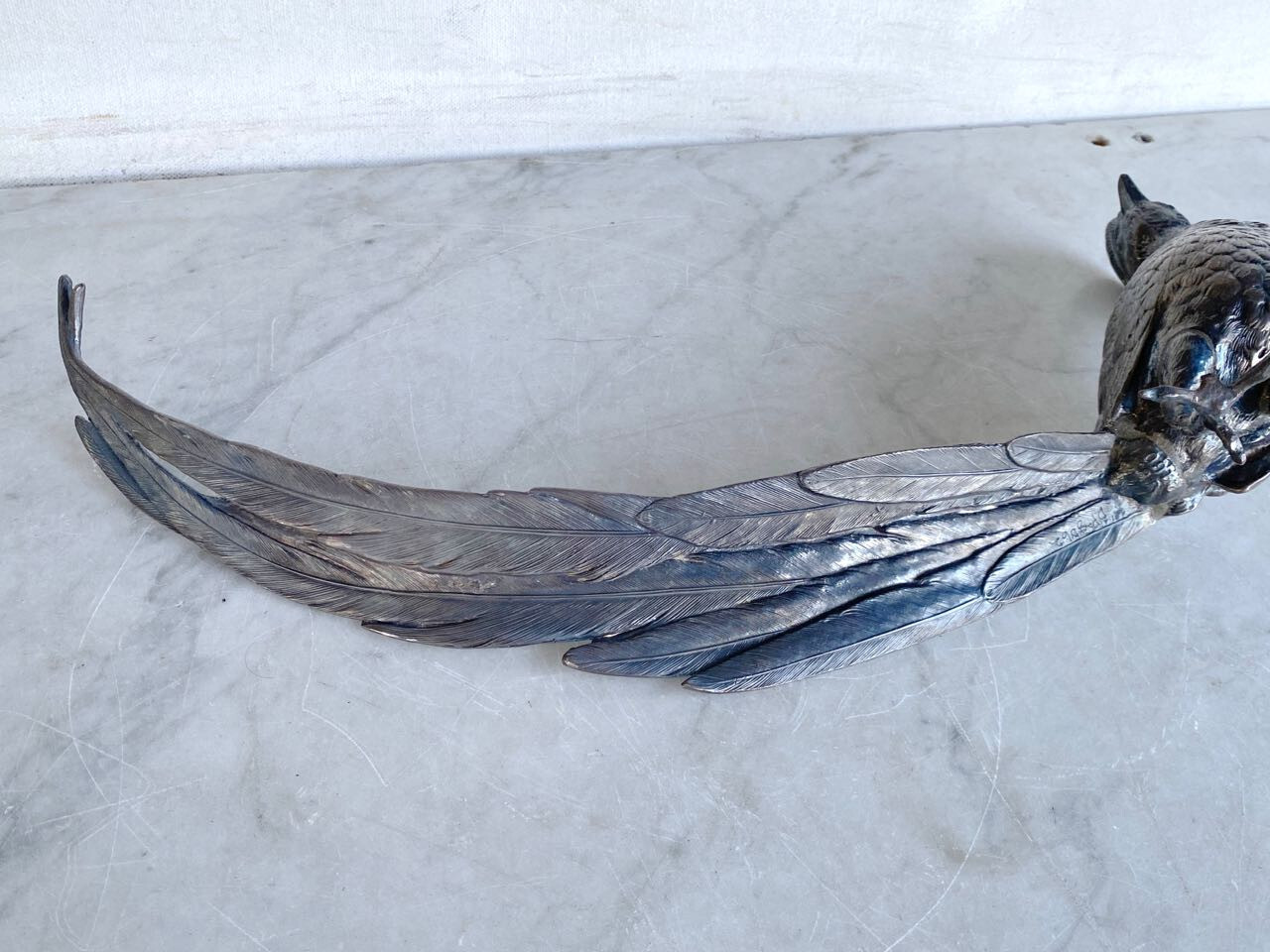 Antique Pair of JENNINGS BROTHERS Pheasant Table Sculpture. Silver Plated JB 246