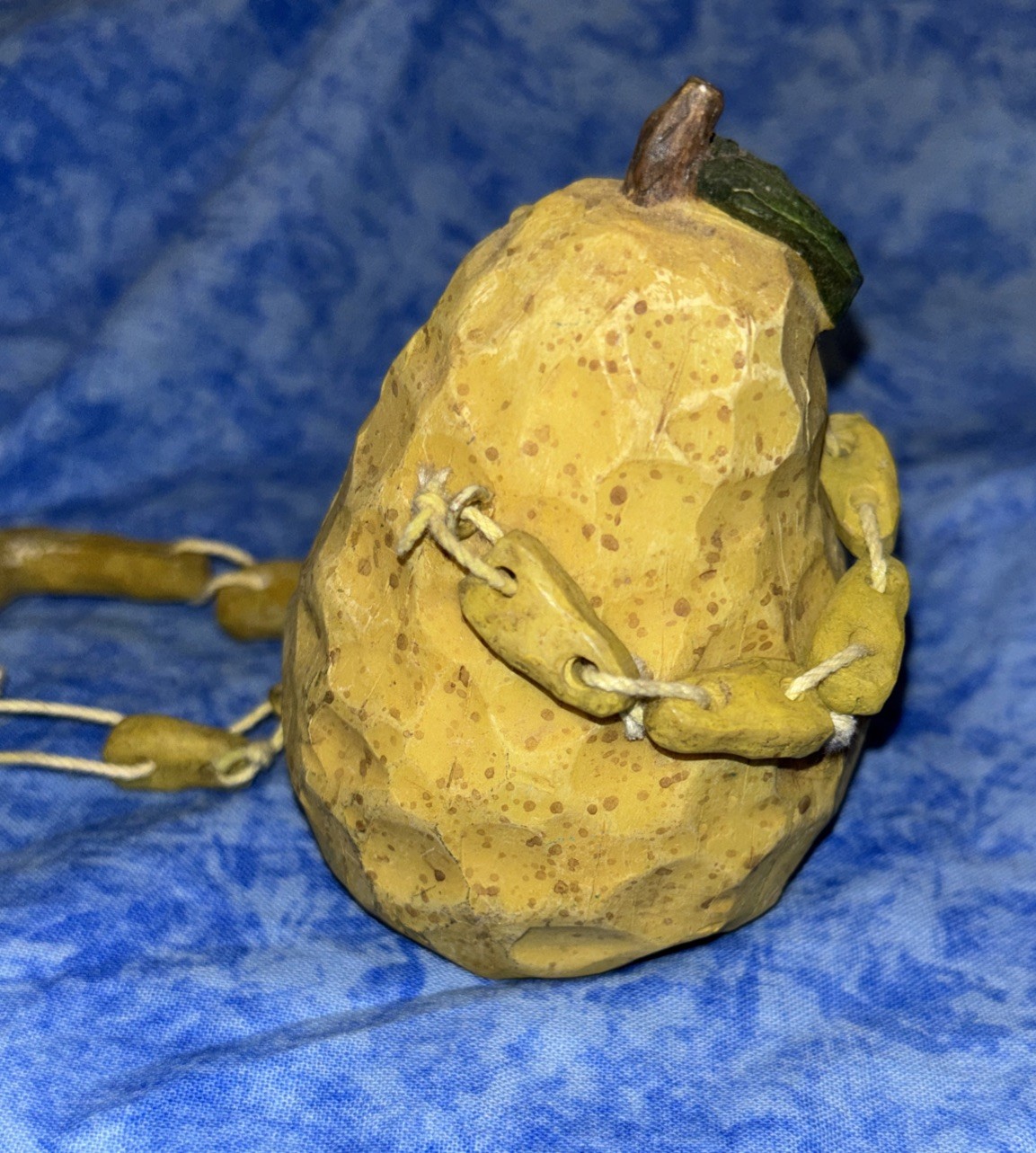 Vintage 1980s Anthropomorphic Pear Fruit Shelf Sitter Resin Figurine