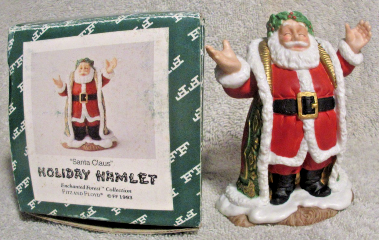 Fitz & Floyd Holiday Hamlet Santa Claus Enchanted Forest Christmas Figurine 1993