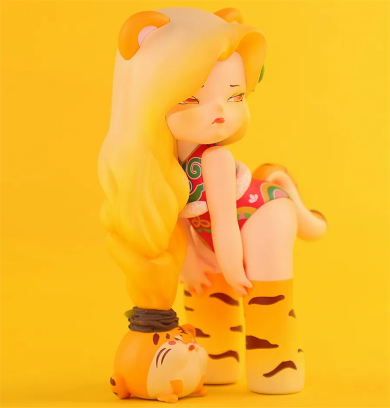 Fobbi Tiger Girl Limited Collectible Resin Art Fashion Figure 15cm New In Stock