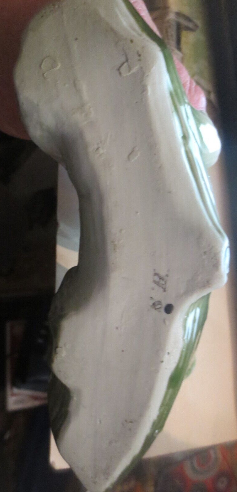 Anitque Vintage GERMAN FAIRING PIG Piglets sitting on Log Branch Anthropomorphic