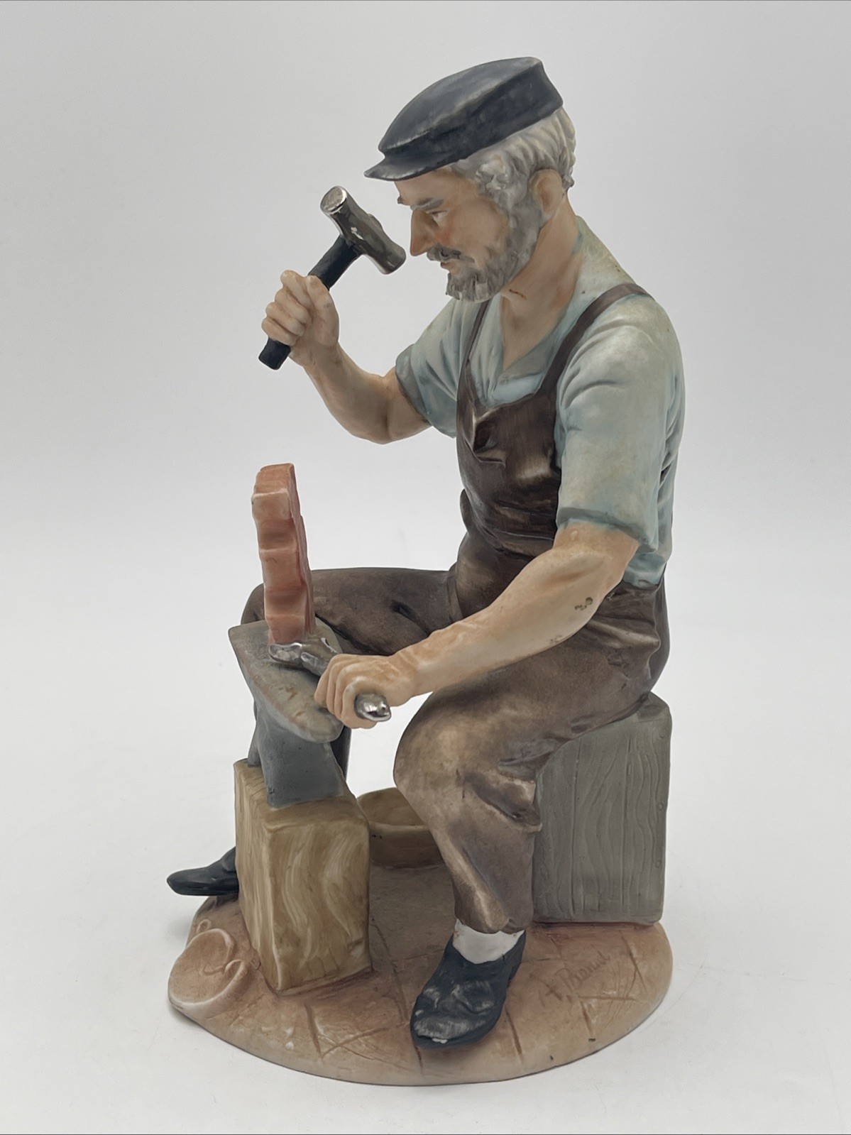 Capodimonte Porcelain Figurine Blacksmith Signed A. Benni 9″ Tall 44/166