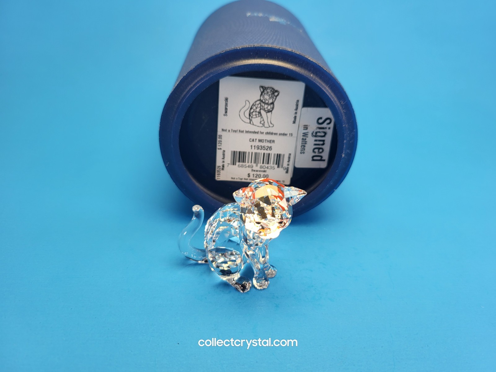 SWAROVSKI MOTHER CAT SITTING, # 1193526 RED COLLAR Signed by Designer