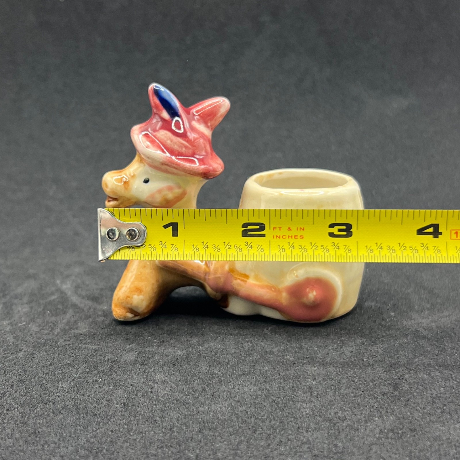 Retro Burro Wagon Mini Planter Match Holder Ceramic Donkey Figurine Japanese