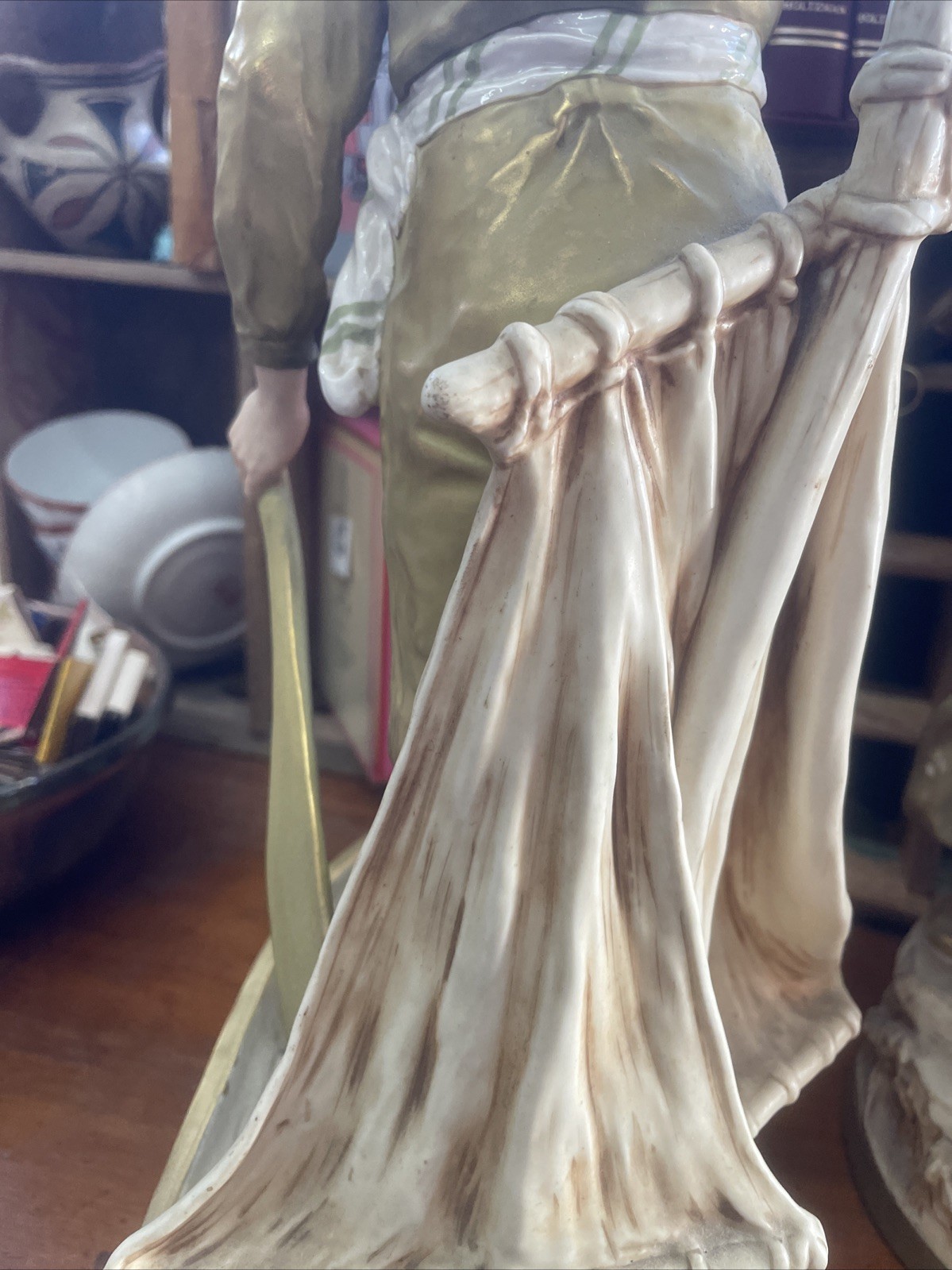 Antique Large Royal Dux Art Nouveau 17” Pair Statues Fisherman Sailor & Maiden