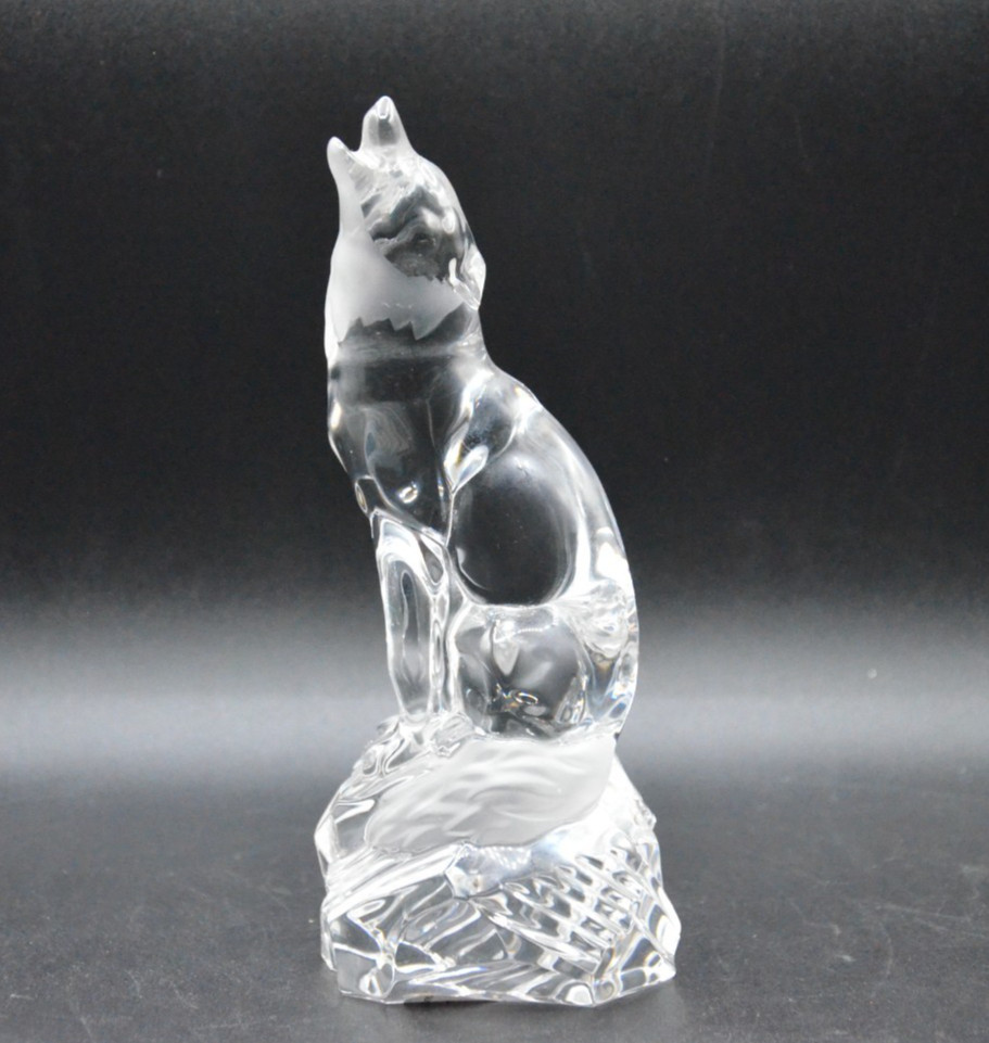 7.5″ TALL SOLID GLASS WOLF STATUE FIGURINE PAPER WEIGHT? DESK HOME DECOR HEAVY