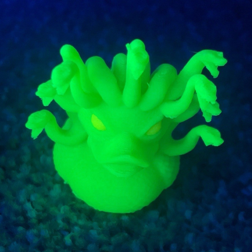 Glow-in-the-dark Medusa Plastic Neon Green Fantasy Mythology Figurine Sculpture