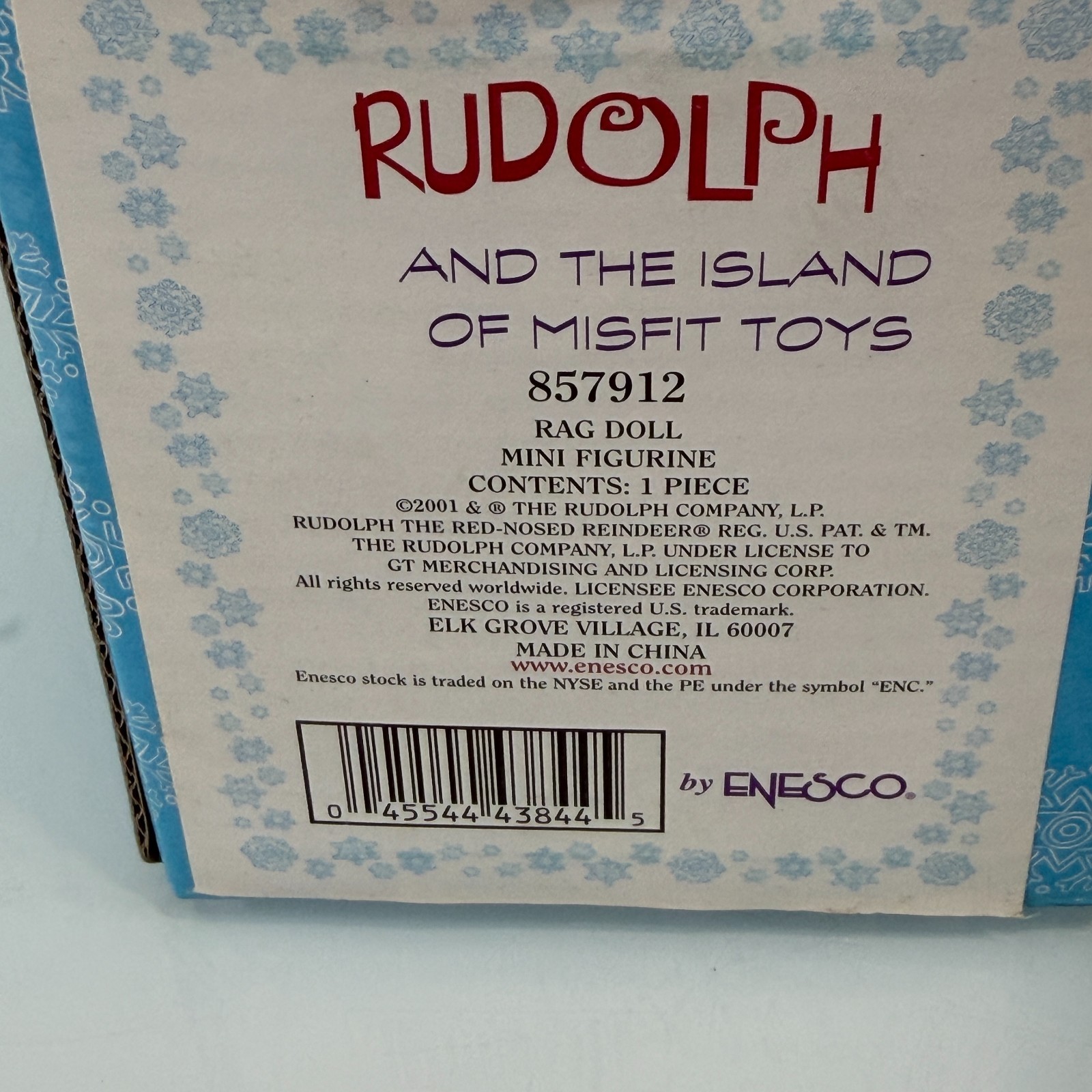 Rudolf And The Island Of Misfit Toys “Rag doll” 857912 Enesco Figure W/ Box
