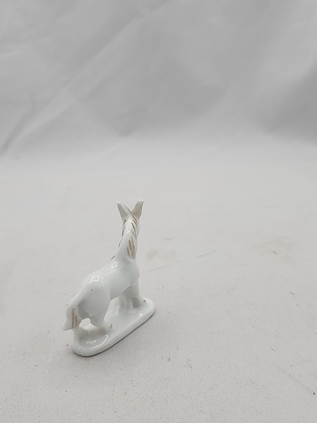 Vtg Mini Donkey on Stand Porcelain Figurine 2.25″ Made in Japan Gold Accents