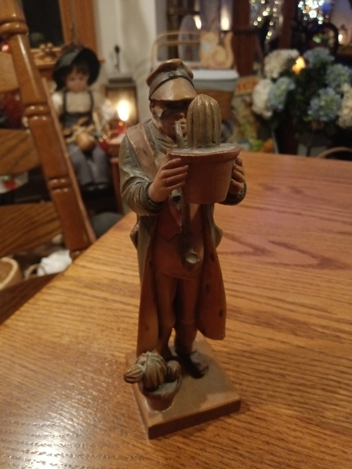 Vintage ANRI Italy “The Cactus Lover” Wood Figurine Carving