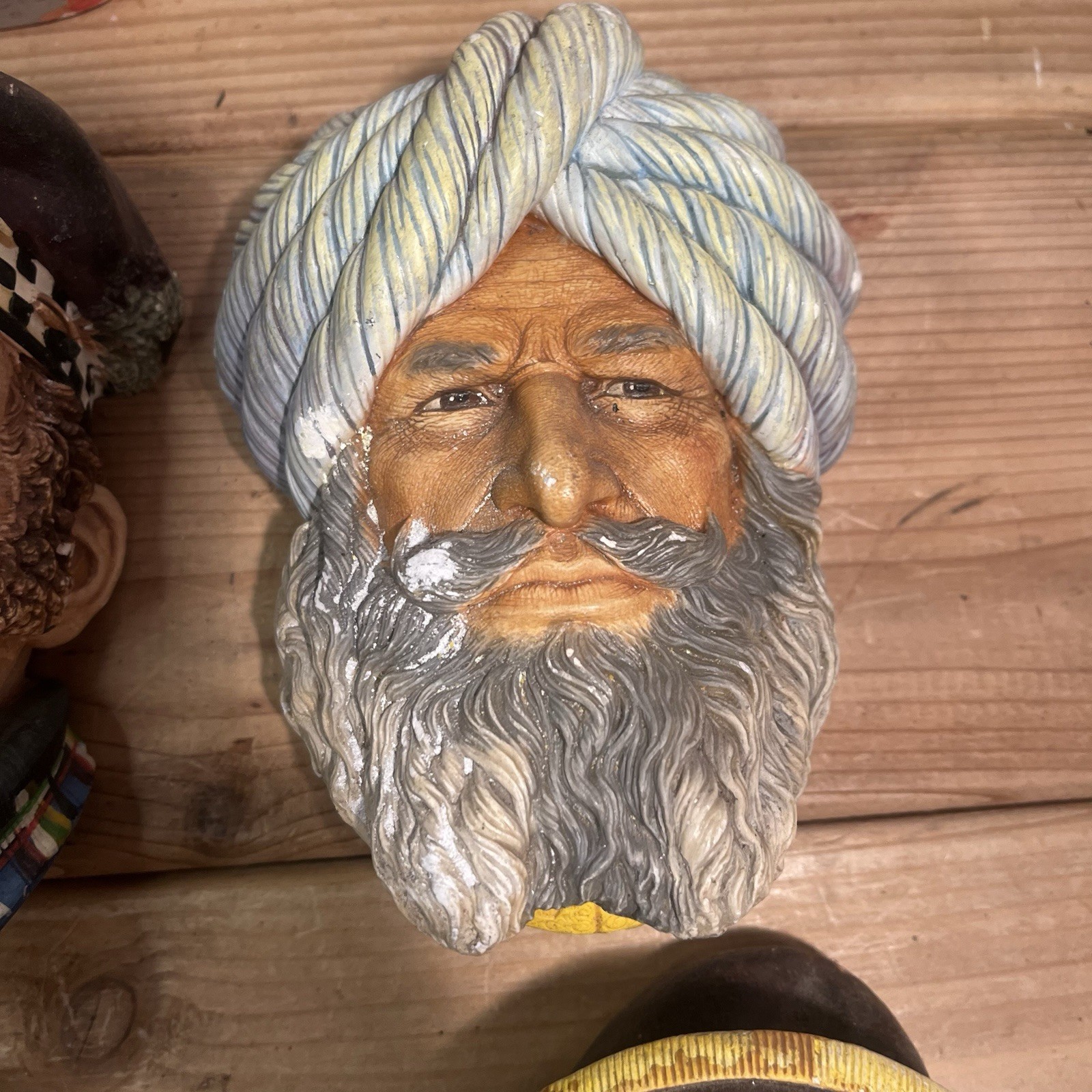 Lot of 8 Legends Products Chalkware Heads Made In England Vintage Antique Damage
