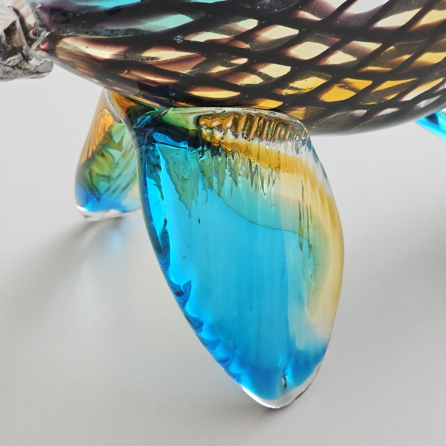 Handmade Blue Glass Fish Sculpture – Murano Style Art Figurine – 6” Collectible